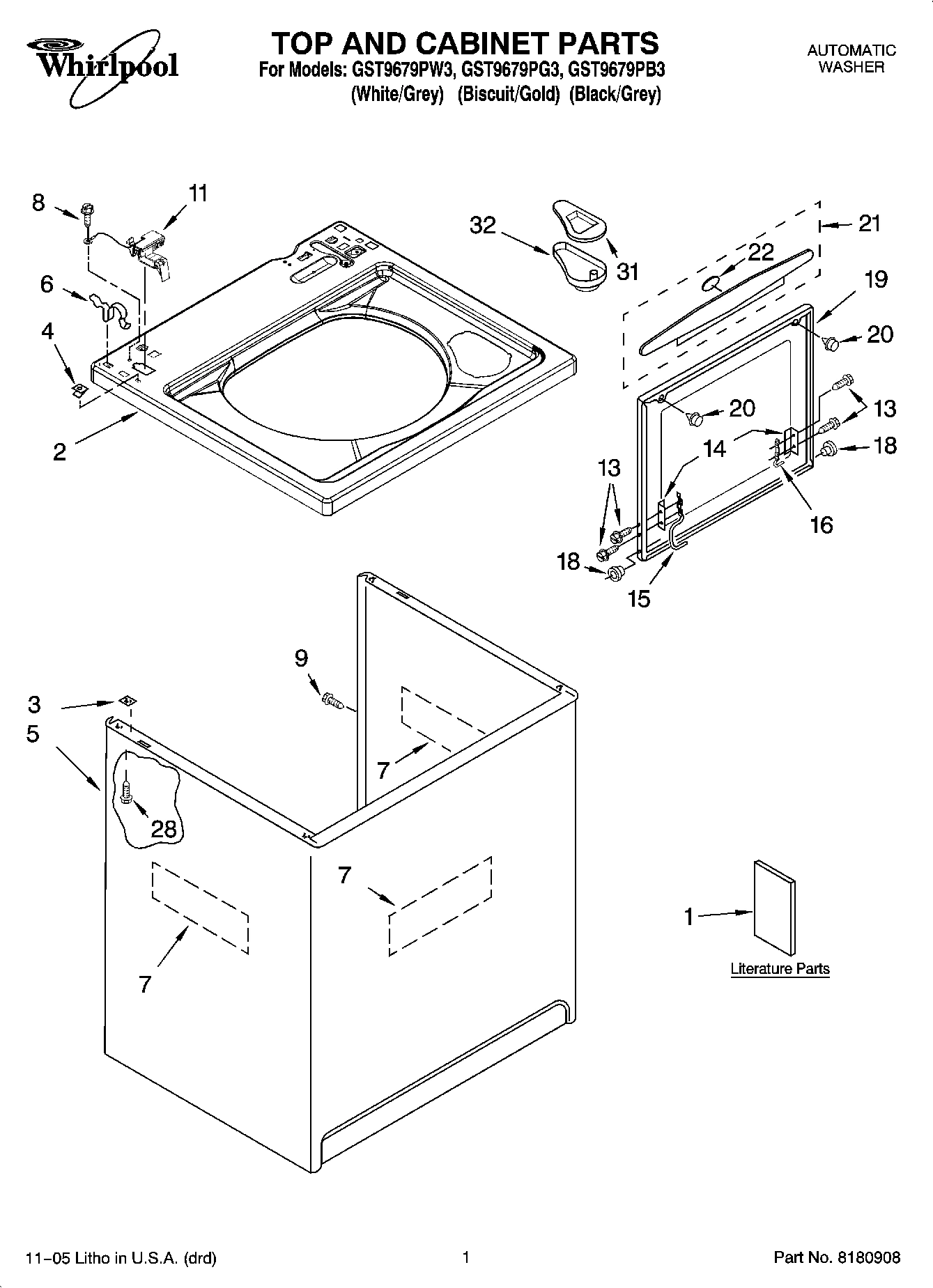01 - TOP AND CABINET PARTS