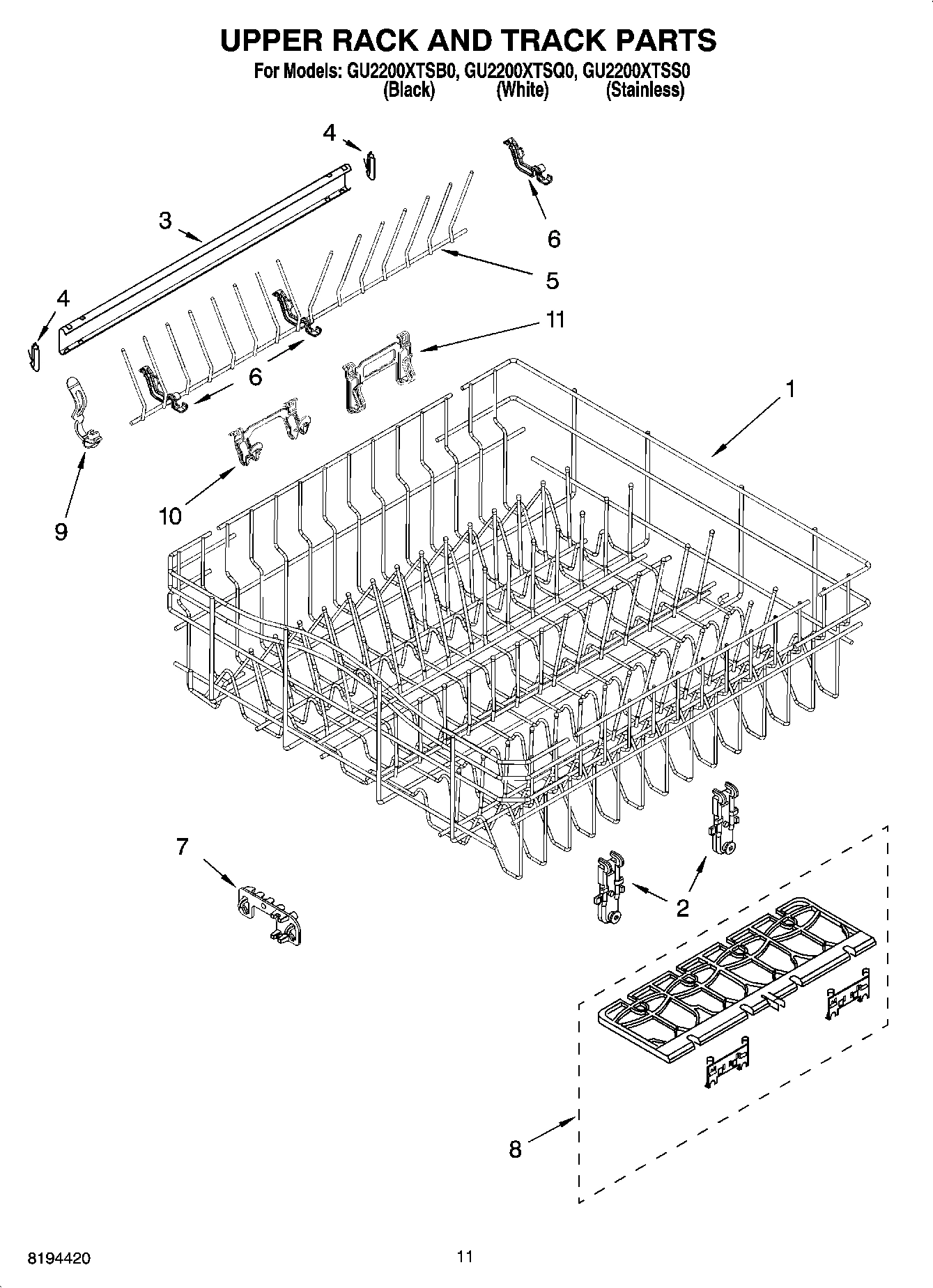 09 - UPPER RACK AND TRACK PARTS