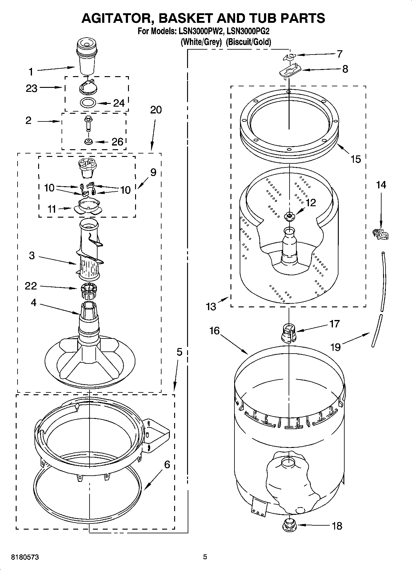 03 - AGITATOR, BASKET AND TUB PARTS