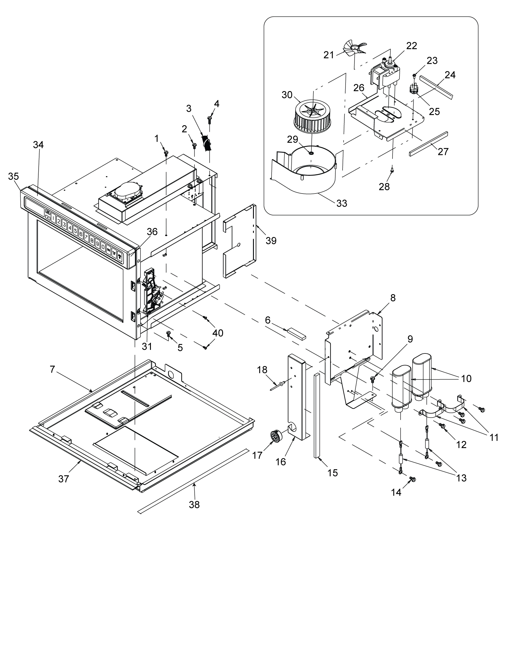 BLOWER, CAPACITOR, DIODE, INTERLOCK