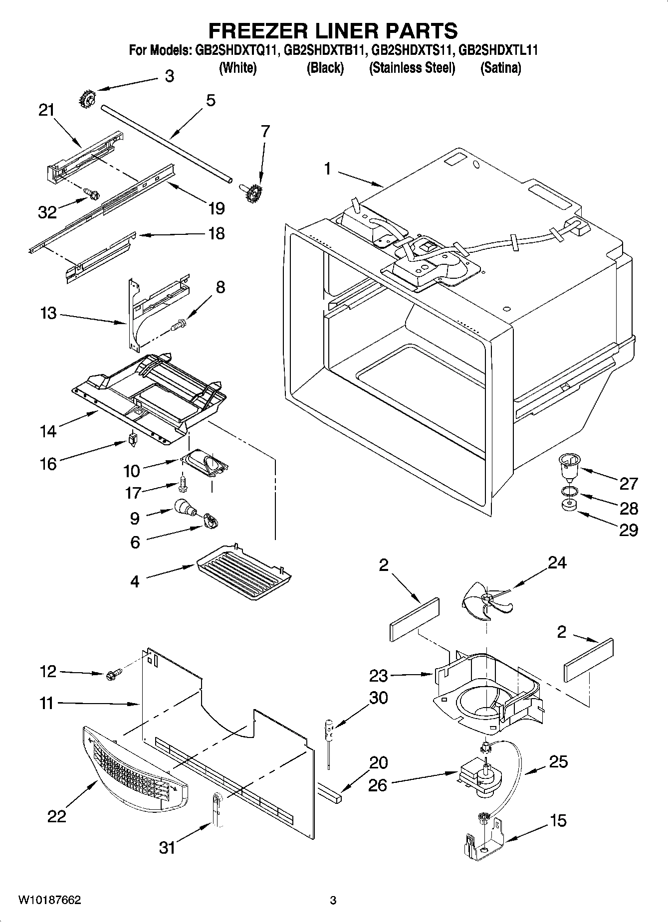 02 - FREEZER LINER PARTS