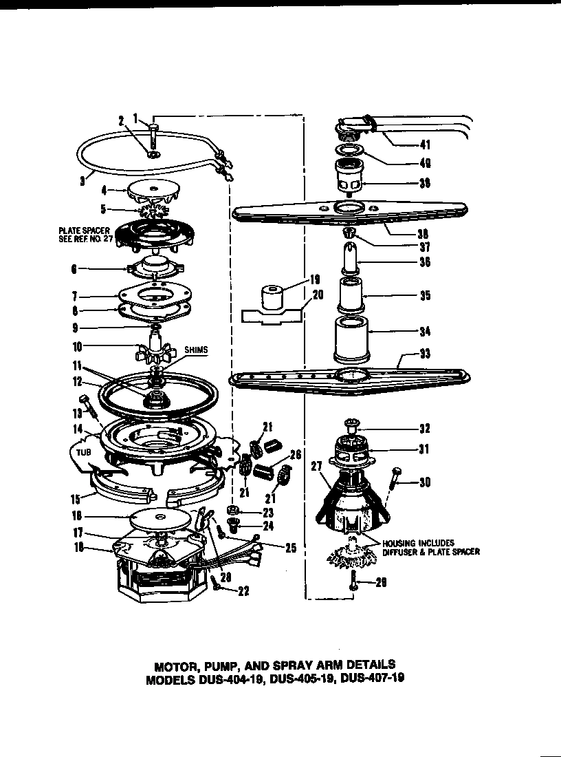 07 - MOTOR, PUMP, AND SPRAY ARM DETAILS