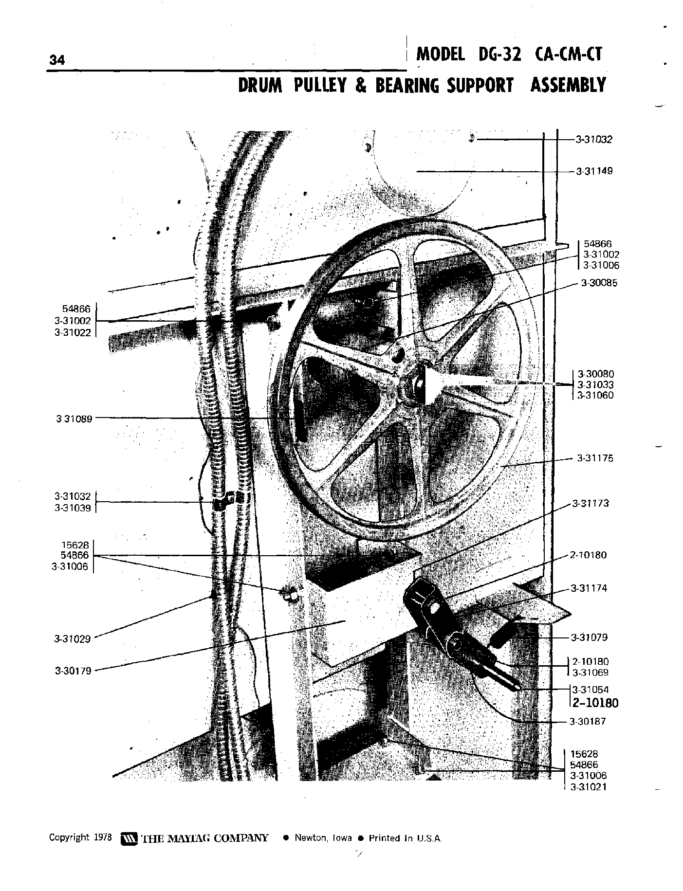 13 - DRUM PULLEY & BEARING SUPPORT ASSEMBLY