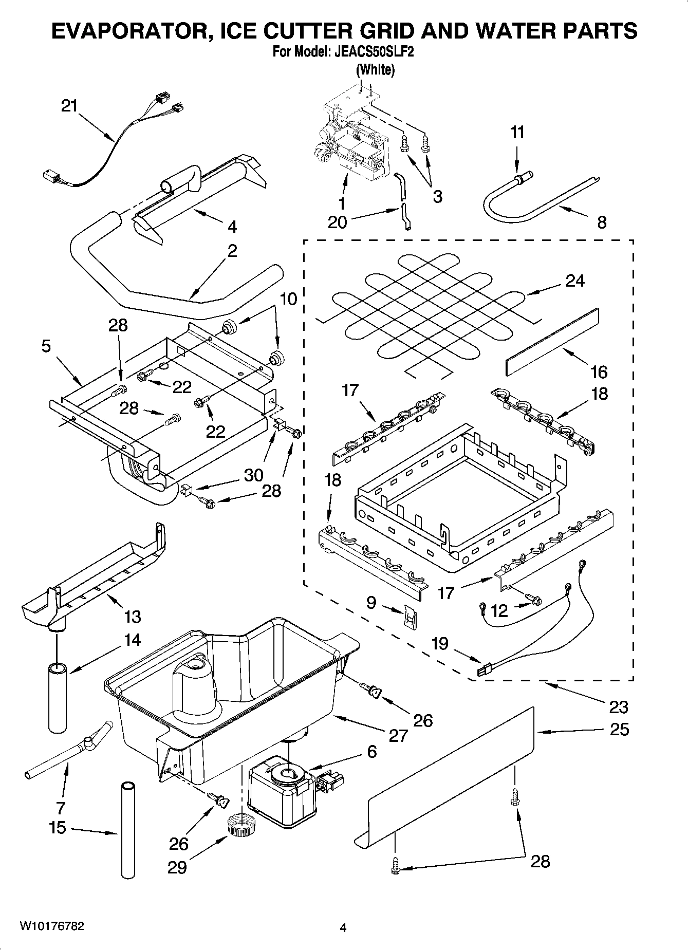 02 - EVAPORATOR, ICE CUTTER GRID AND WATER PARTS