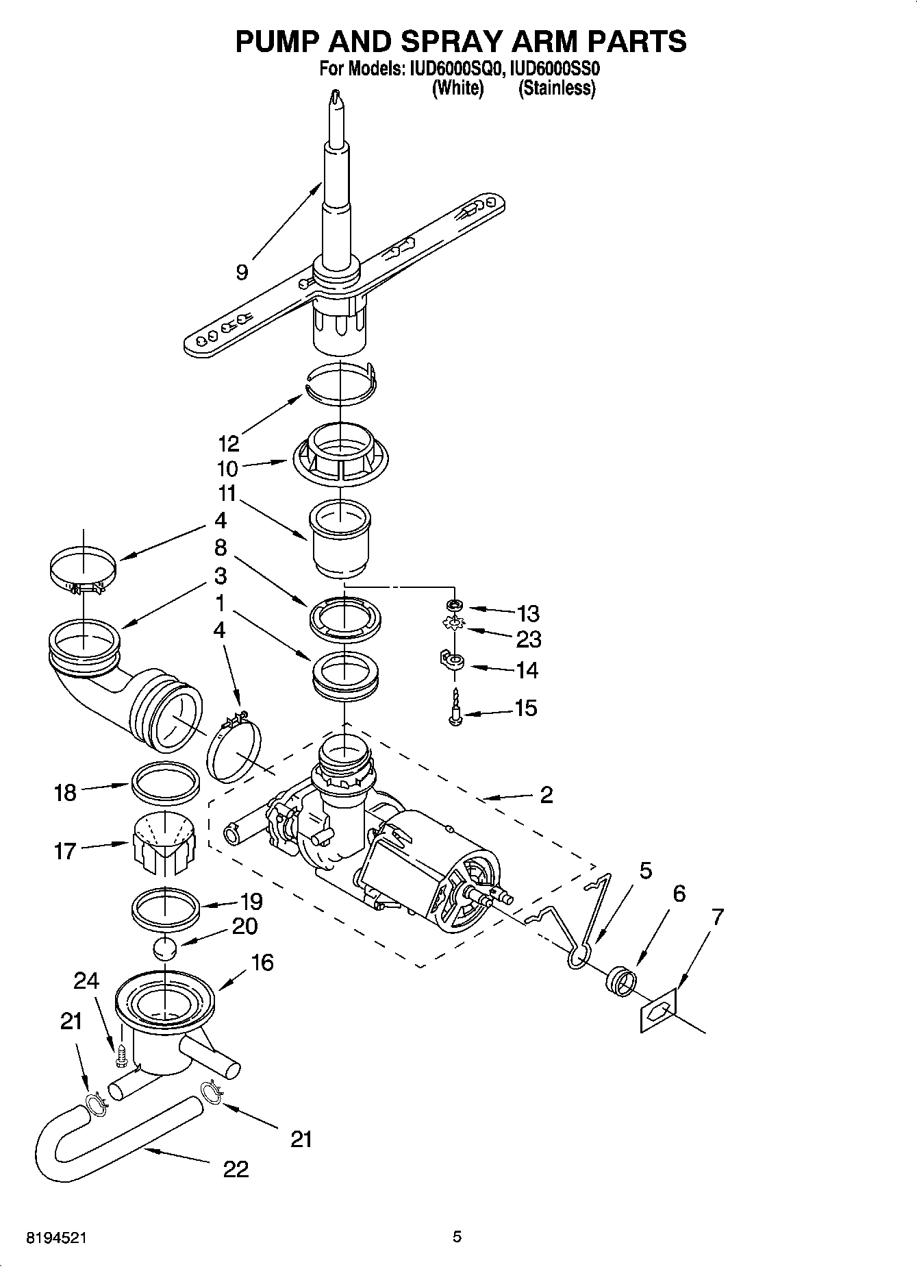 04 - PUMP AND SPRAY ARM PARTS