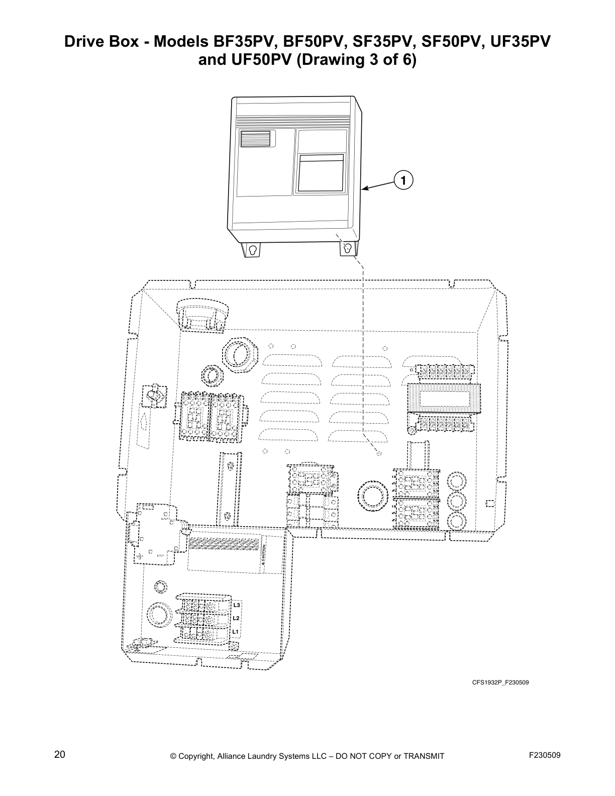 Drive Box - Models BF35PV, BF50PV, SF35PV, SF50PV, UF35PV
and UF50PV (Drawing 3 of 6)