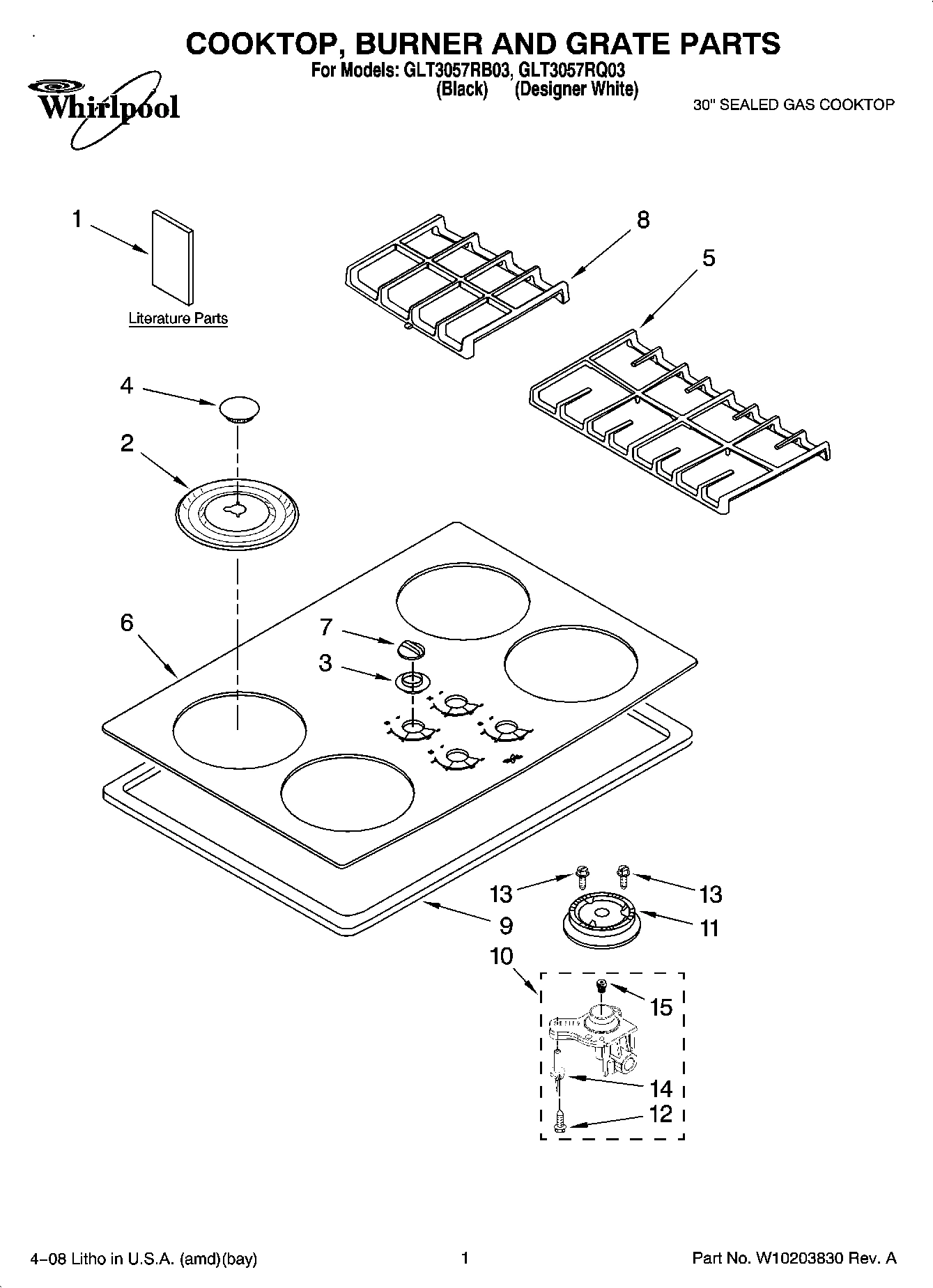 01 - COOKTOP, BURNER AND GRATE PARTS