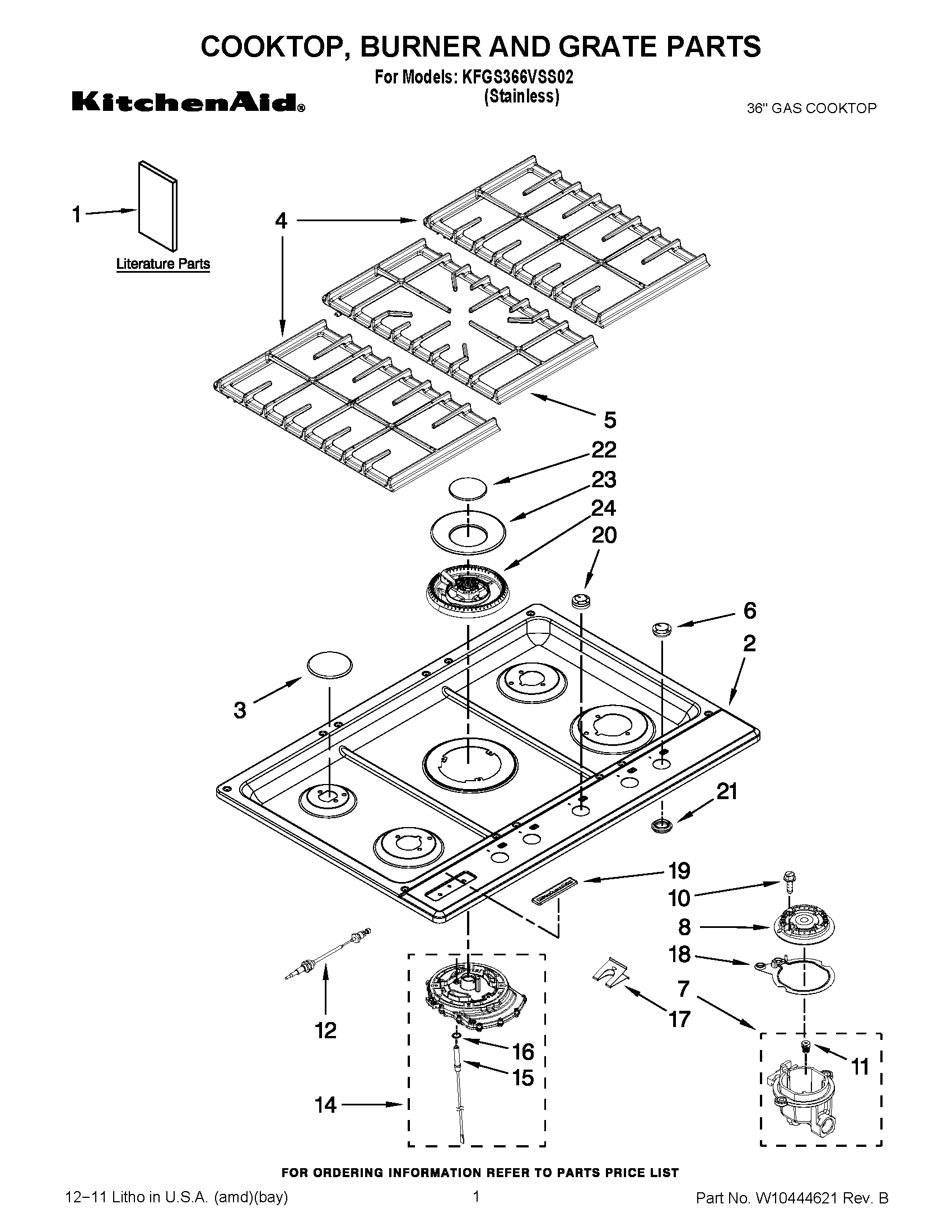 01 - COOKTOP, BURNER AND GRATE PARTS