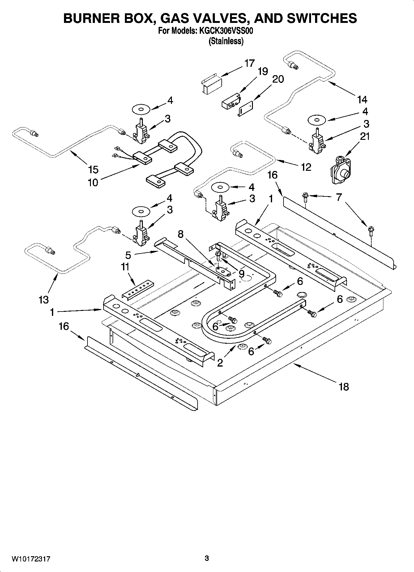 02 - BURNER BOX, GAS VALVES, AND SWITCHES, OPTIONAL PARTS (NOT INCLUDED)