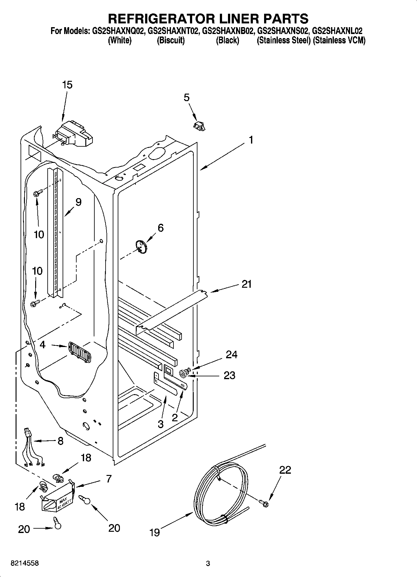 02 - REFRIGERATOR LINER PARTS