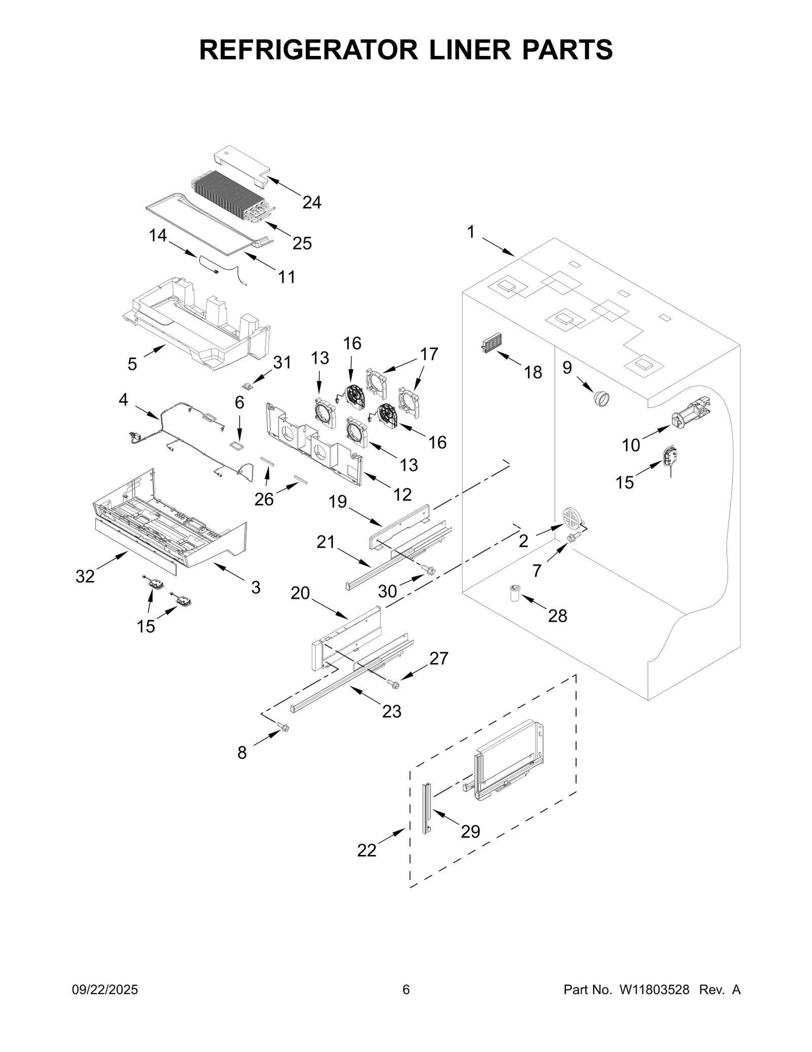 REFRIGERATOR LINER PARTS