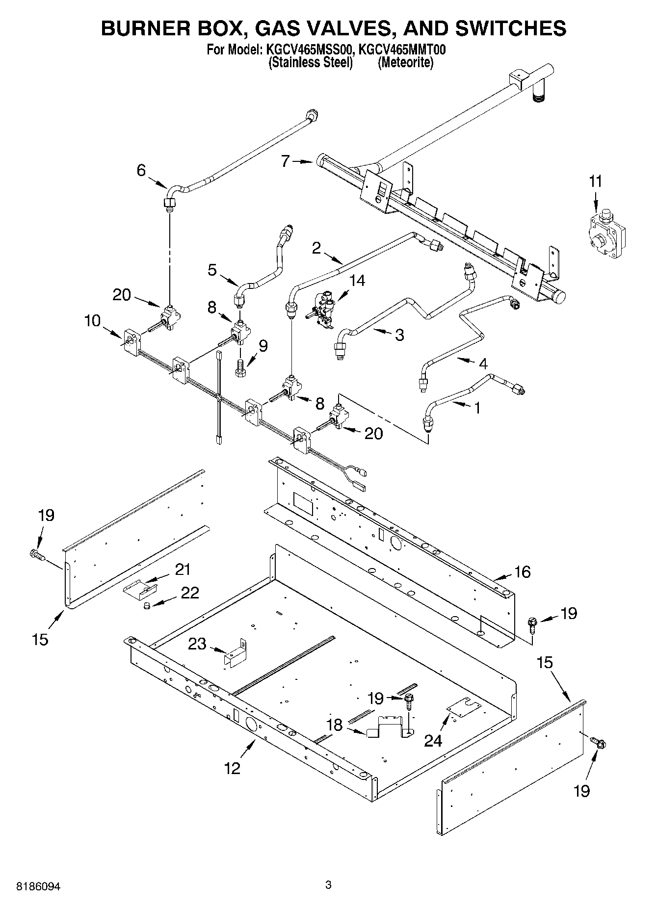 02 - BURNER BOX, GAS VALVES, AND SWITCHES