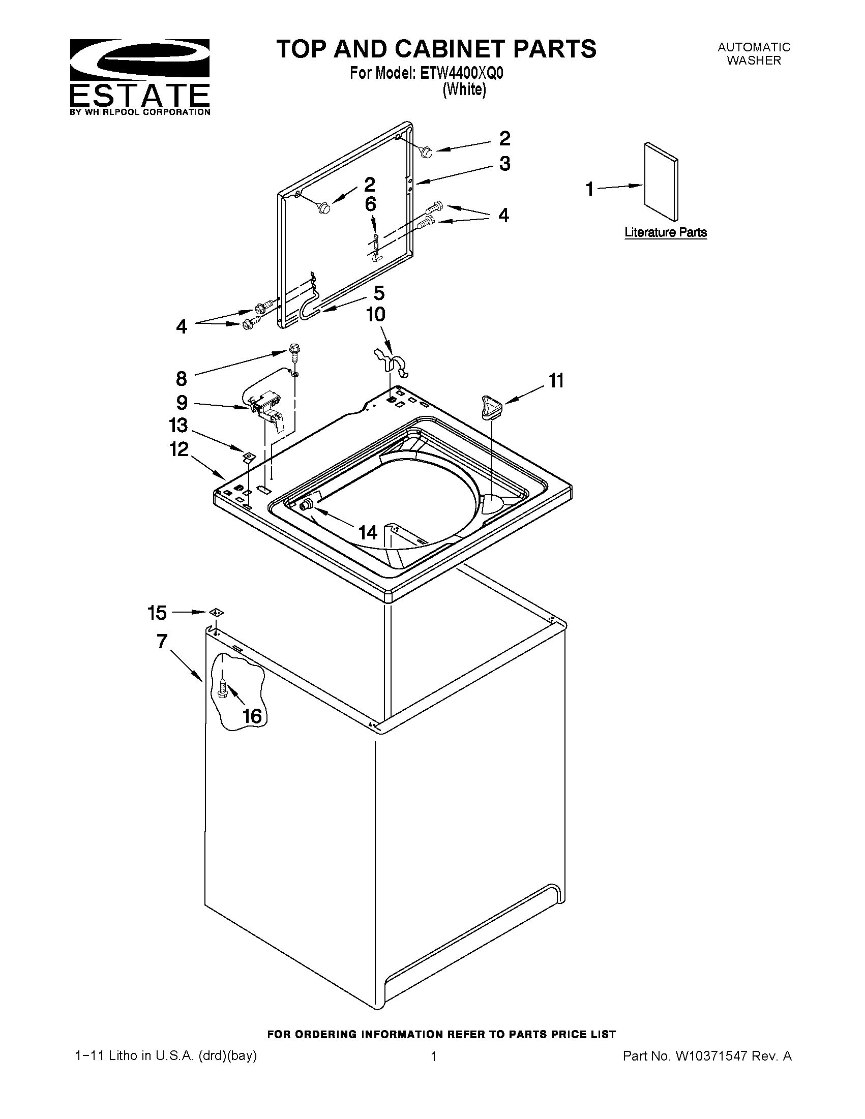 01 - TOP AND CABINET PARTS