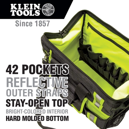 55598 Klein Tools High-Visibility Tool Bag Tradesman Pro, 42 Pockets, 16- - Image 6