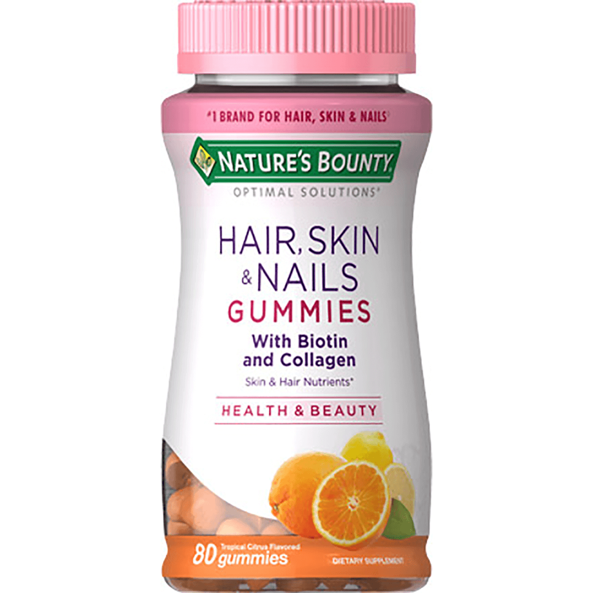 Nature's Bounty Hair, Skin, & Nails Gummies + Collagen - Tropicalcitrus Vitamin | 80 Gummies