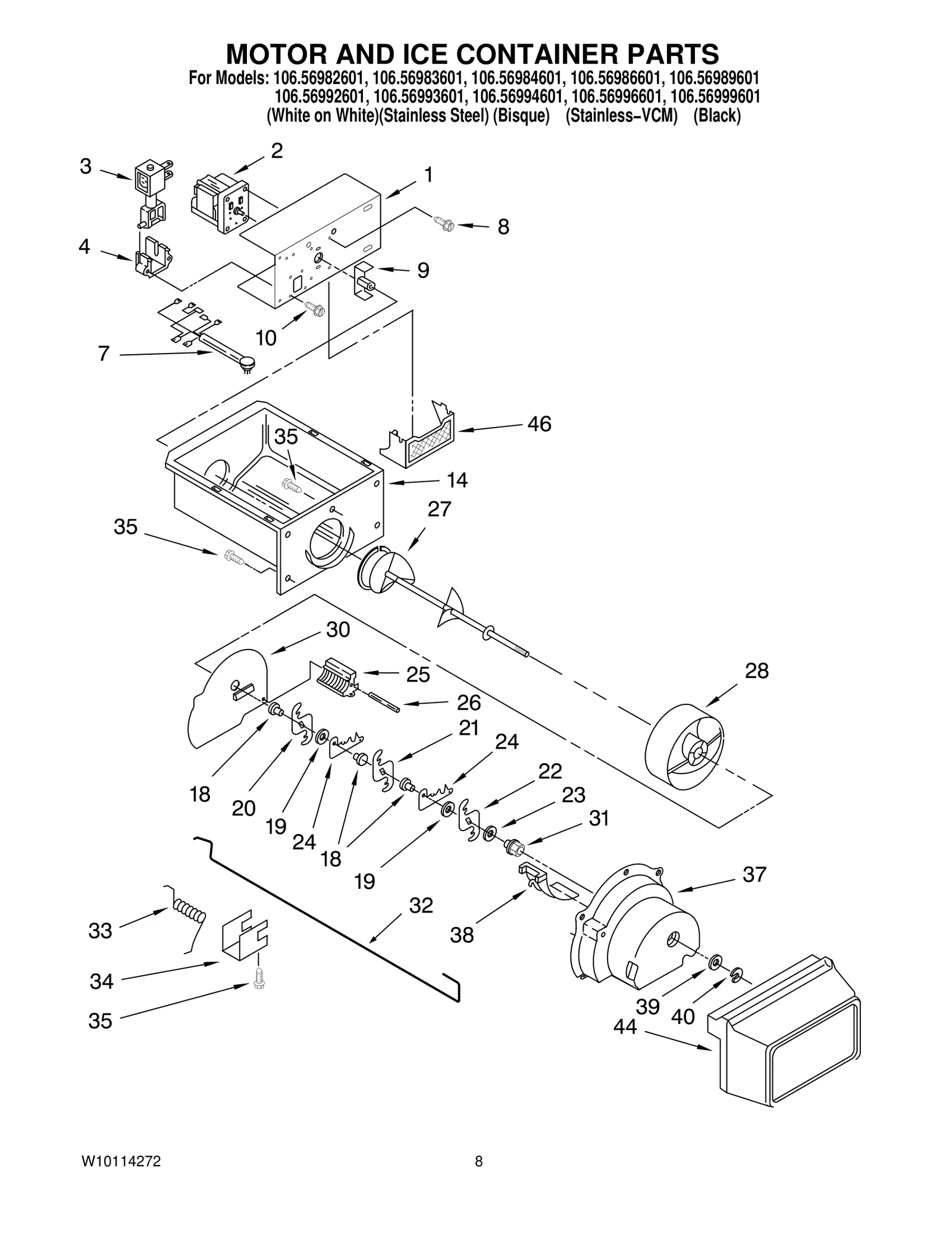 MOTOR AND ICE CONTAINER PARTS