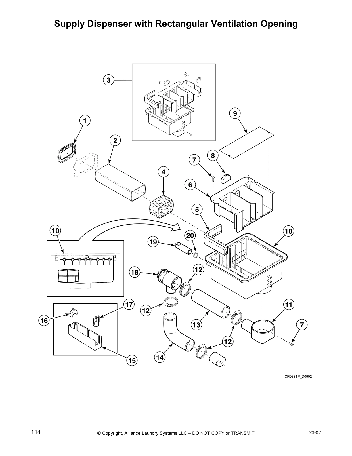 Supply Dispenser with Rectangular Ventilation Opening