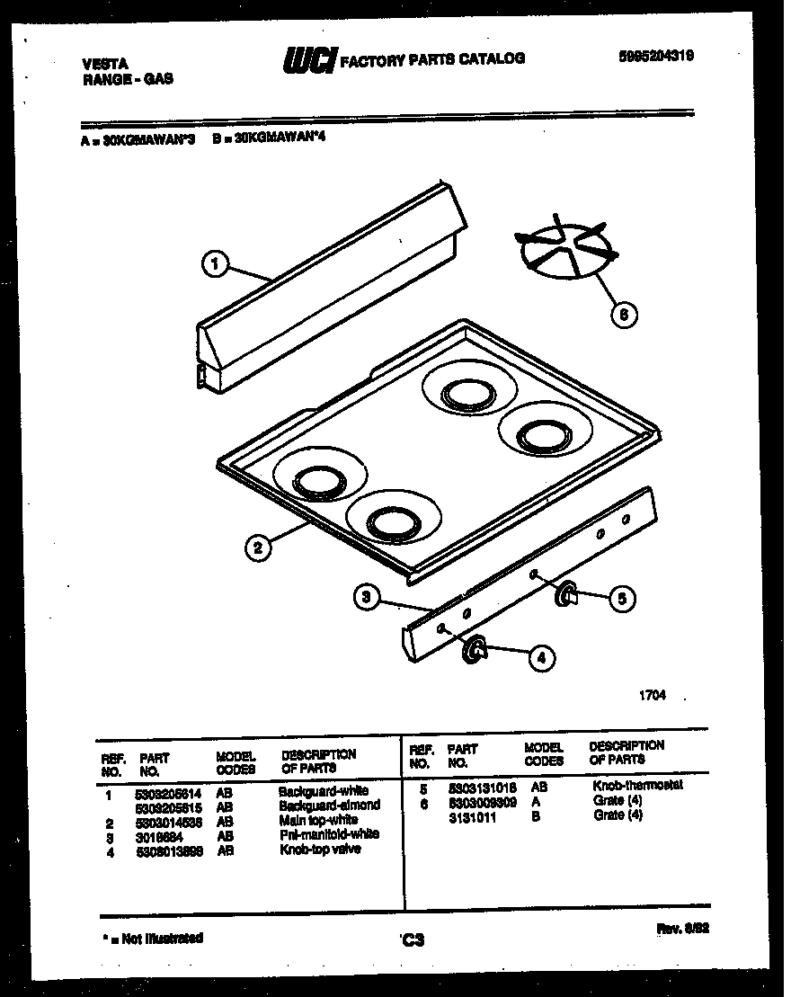 02 - BACKGUARD AND COOKTOP PARTS