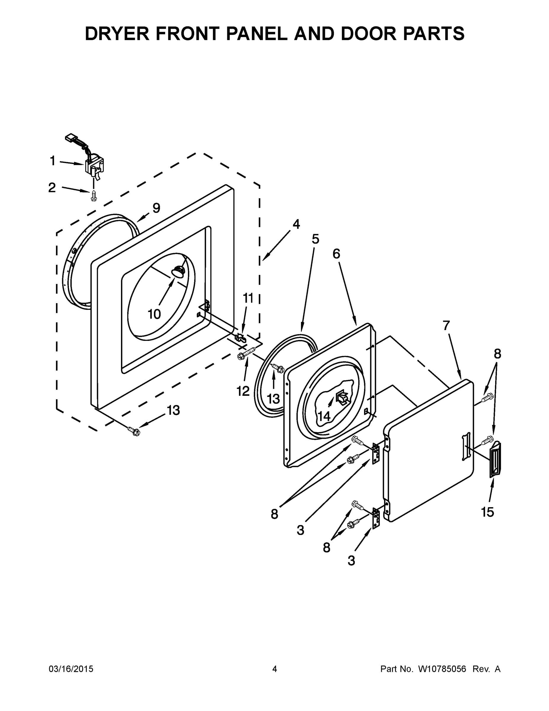 03 - DRYER FRONT PANEL AND DOOR PARTS