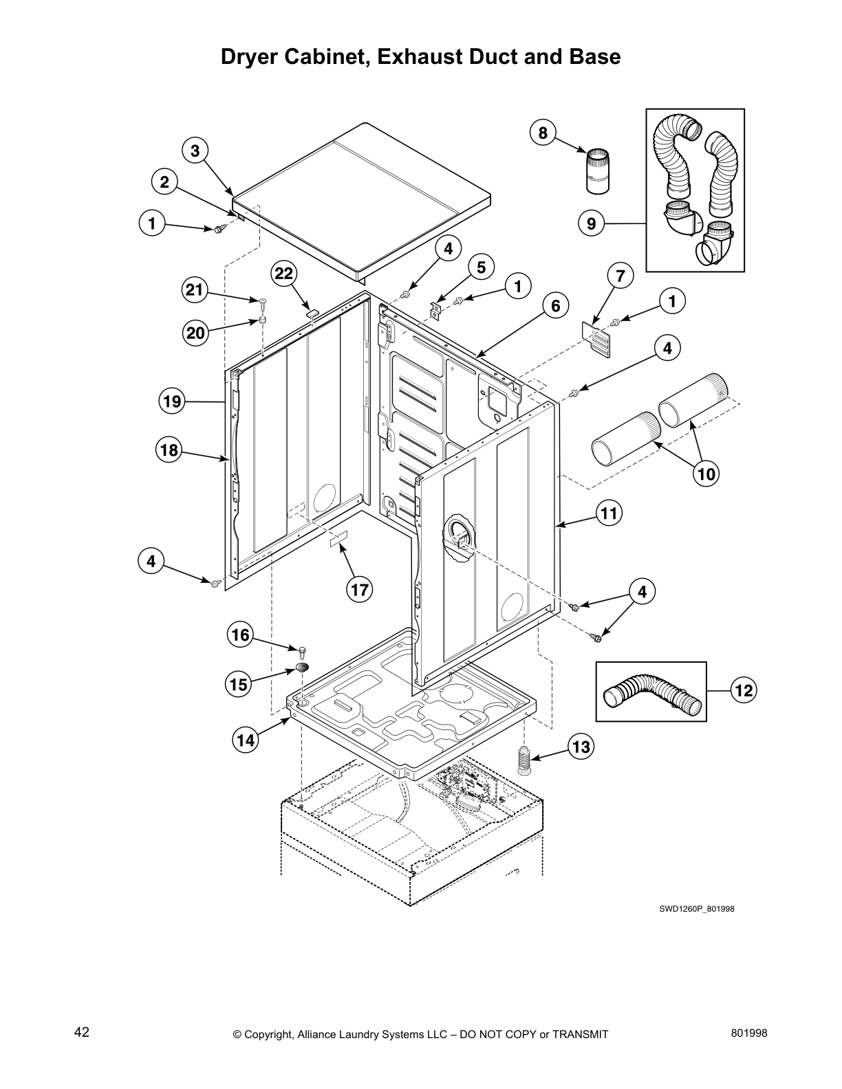 Dryer Cabinet, Exhaust Duct and Base