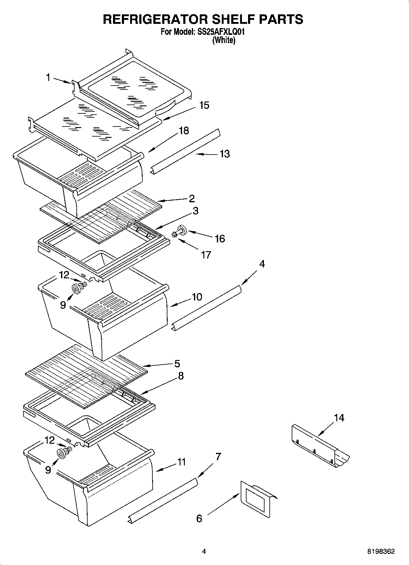 03 - REFRIGERATOR SHELF PARTS
