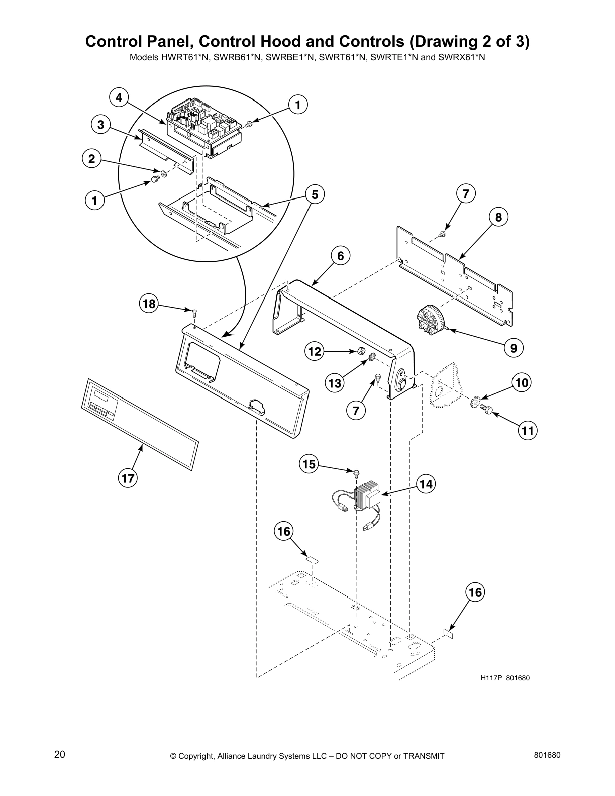 Control Panel, Control Hood and Controls (Drawing 2 of 3)