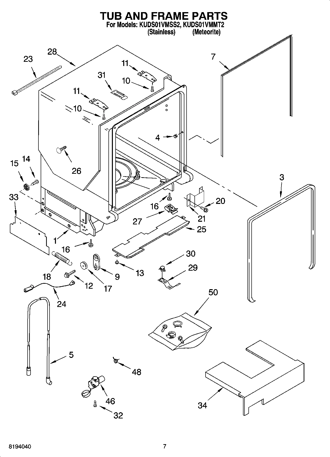 07 - TUB AND FRAME PARTS