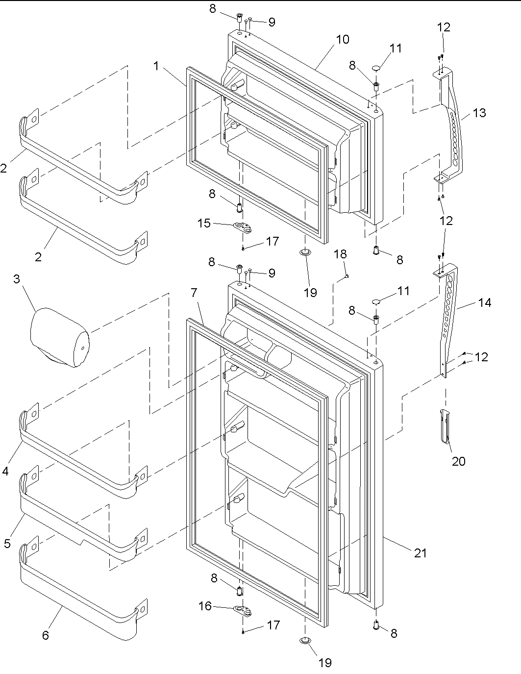 02 - Door Assy, Handles & Shelves