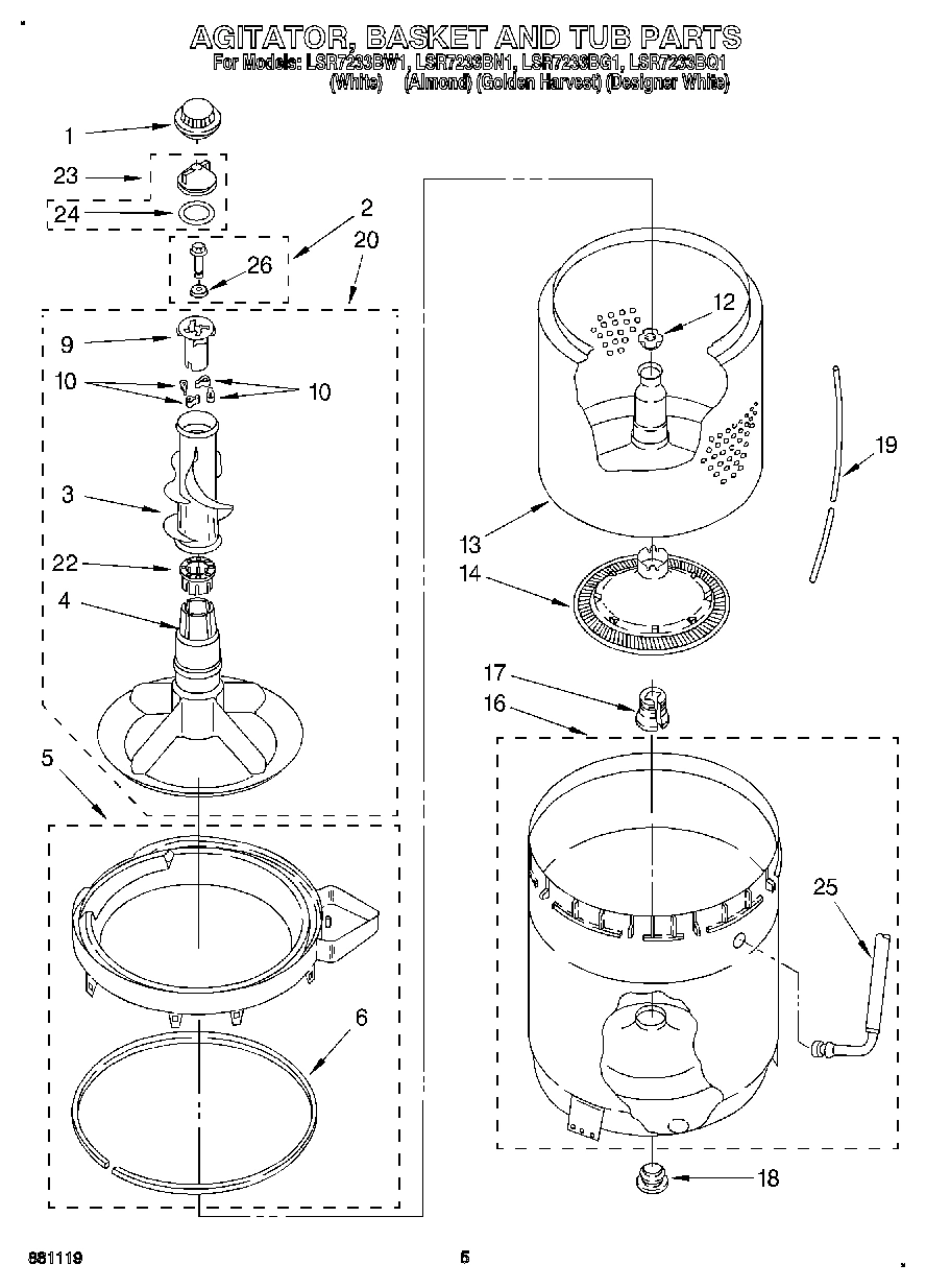 04 - AGITATOR, BASKET AND TUB