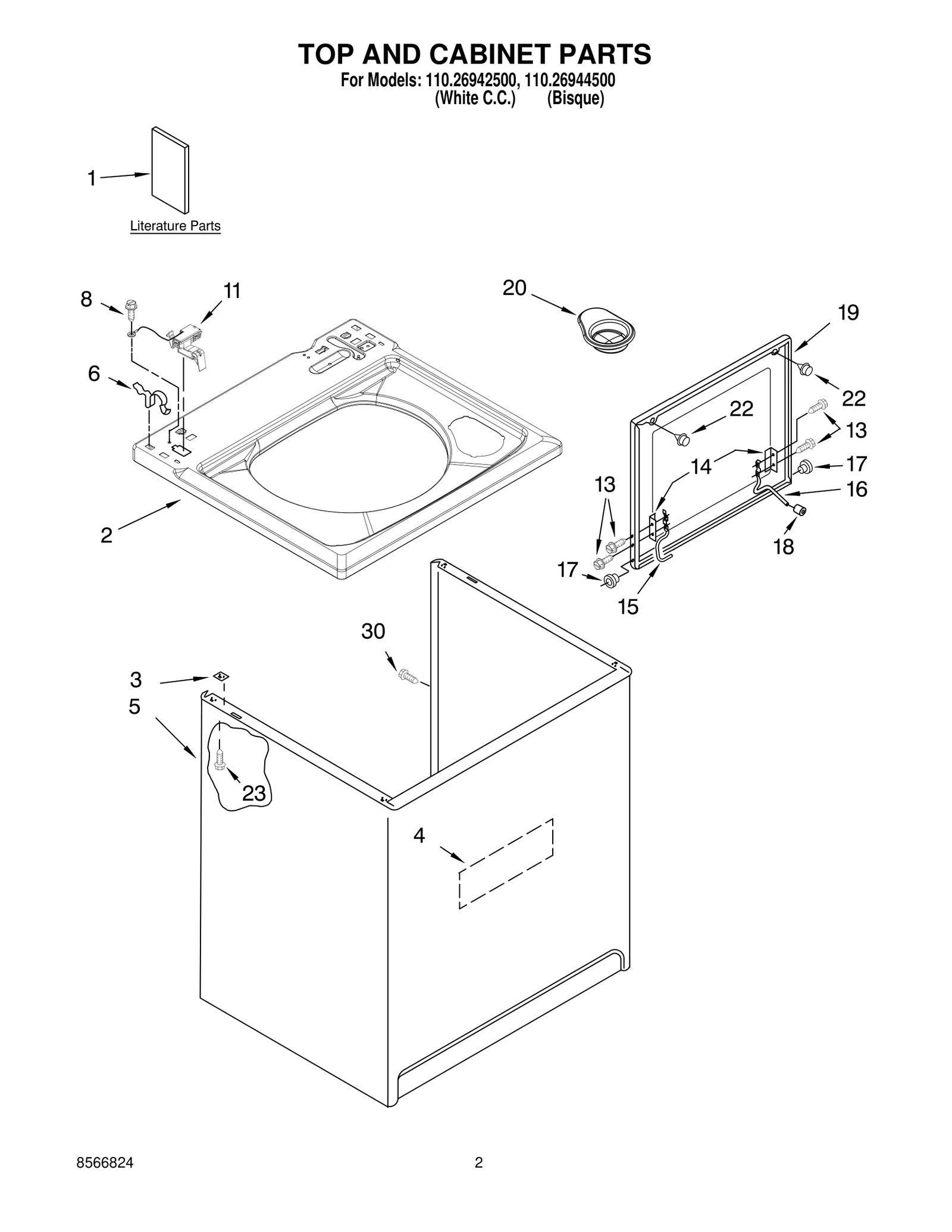 TOP AND CABINET PARTS