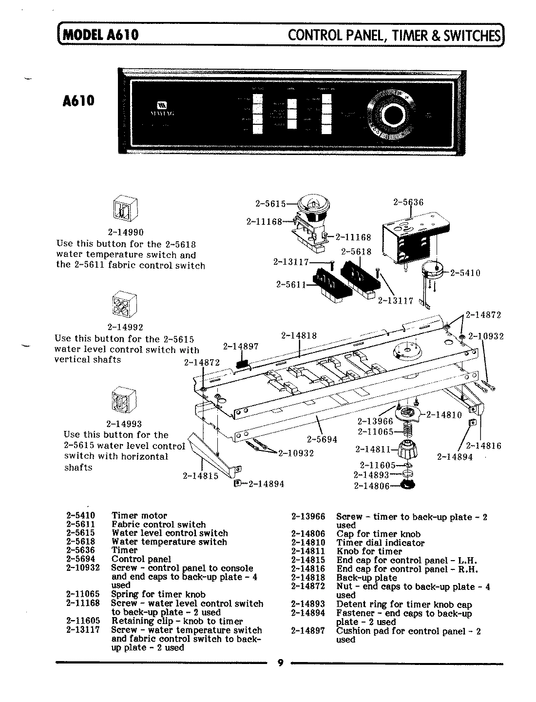 04 - CONTROL PANEL,TIMER & SWITCHES (A610)
