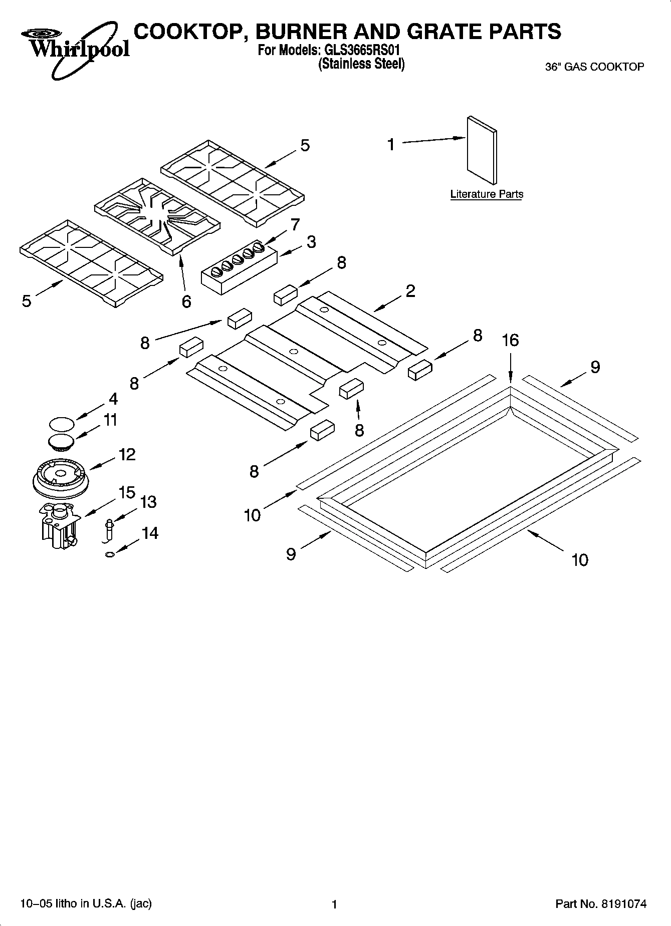 01 - COOKTOP, BURNER AND GRATE PARTS