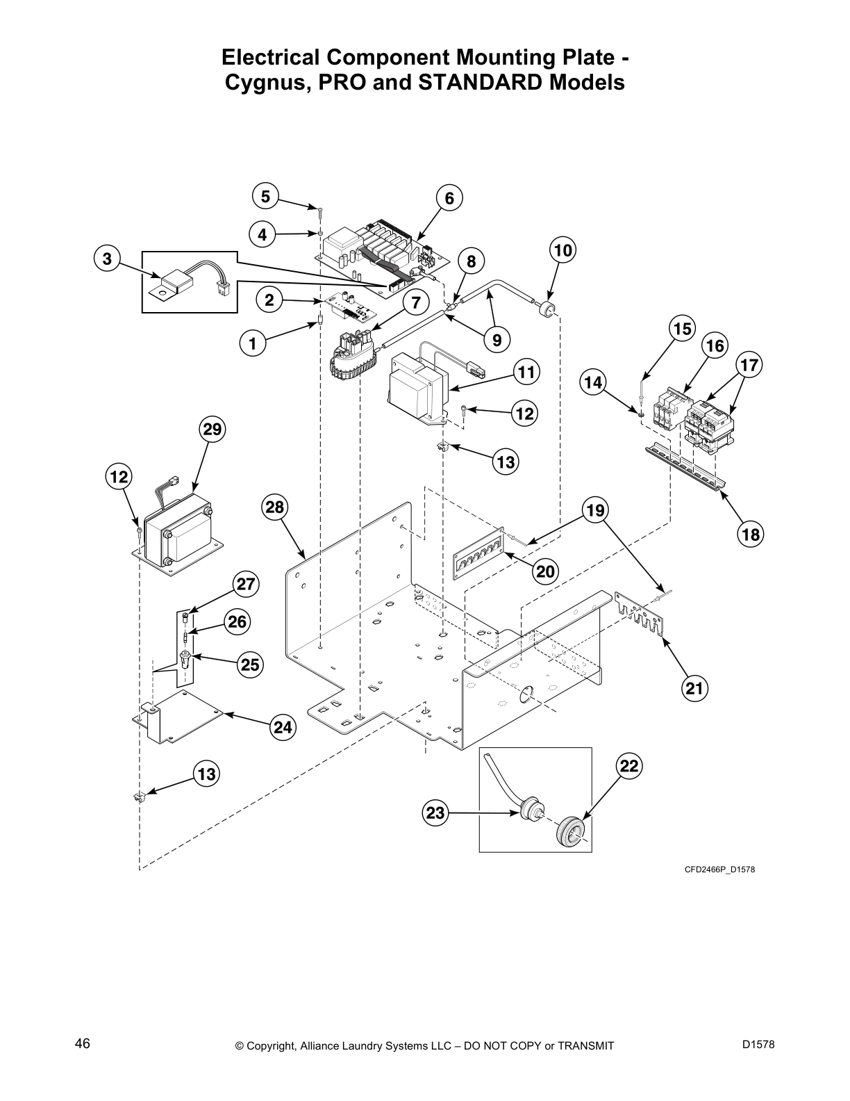 Electrical Component Mounting Plate - 
Cygnus, PRO and STANDARD Models