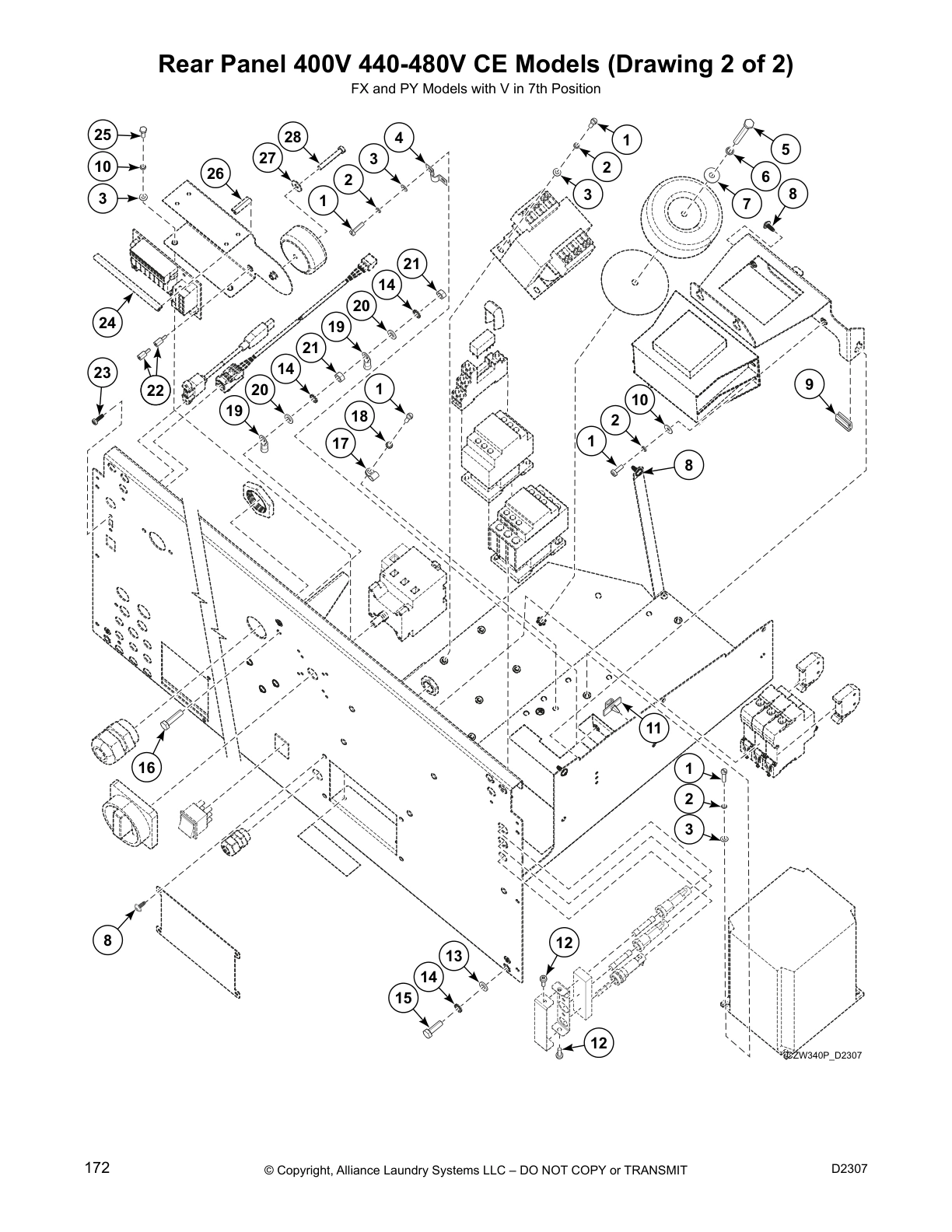Rear Panel 400V 440-480V CE Models (Drawing 2 of 2)