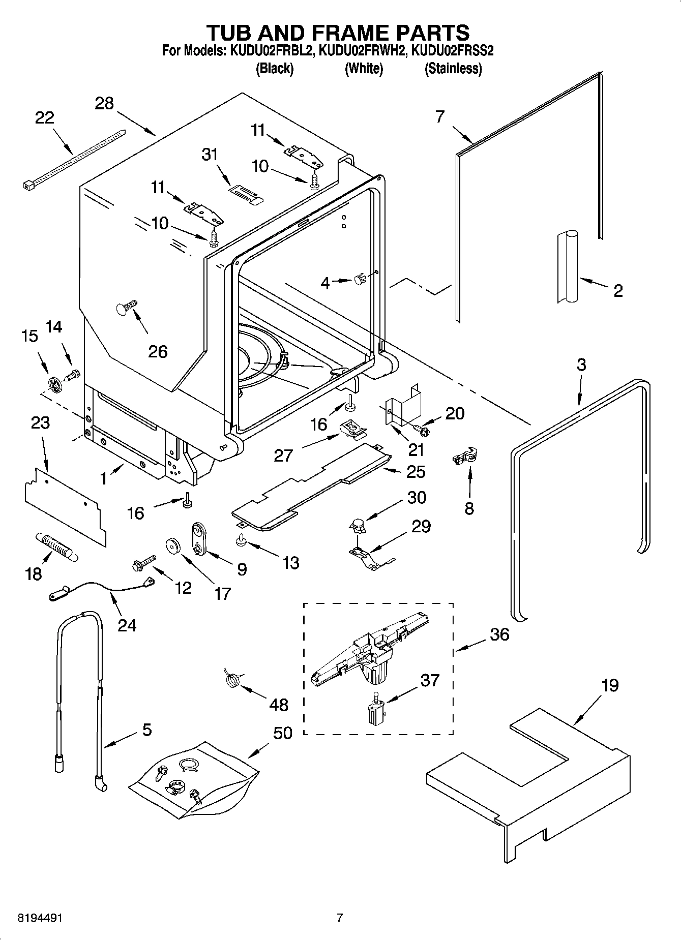 07 - TUB AND FRAME PARTS