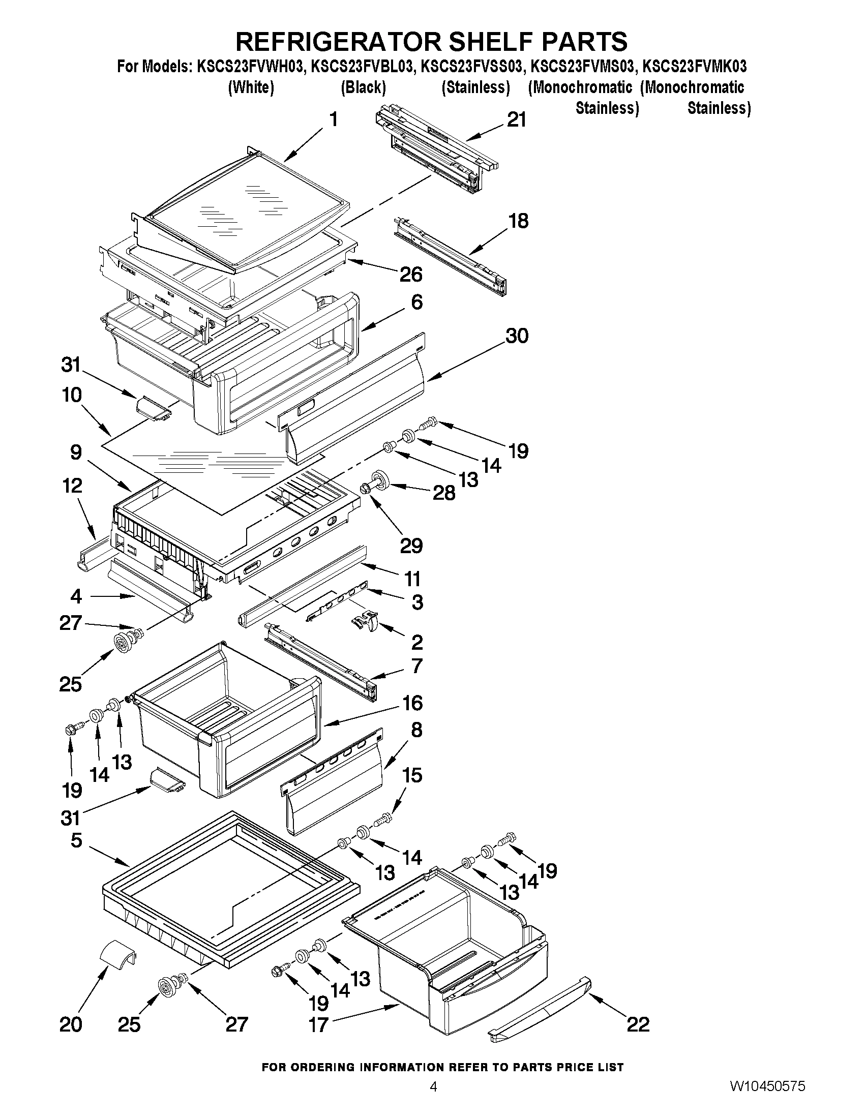 03 - REFRIGERATOR SHELF PARTS