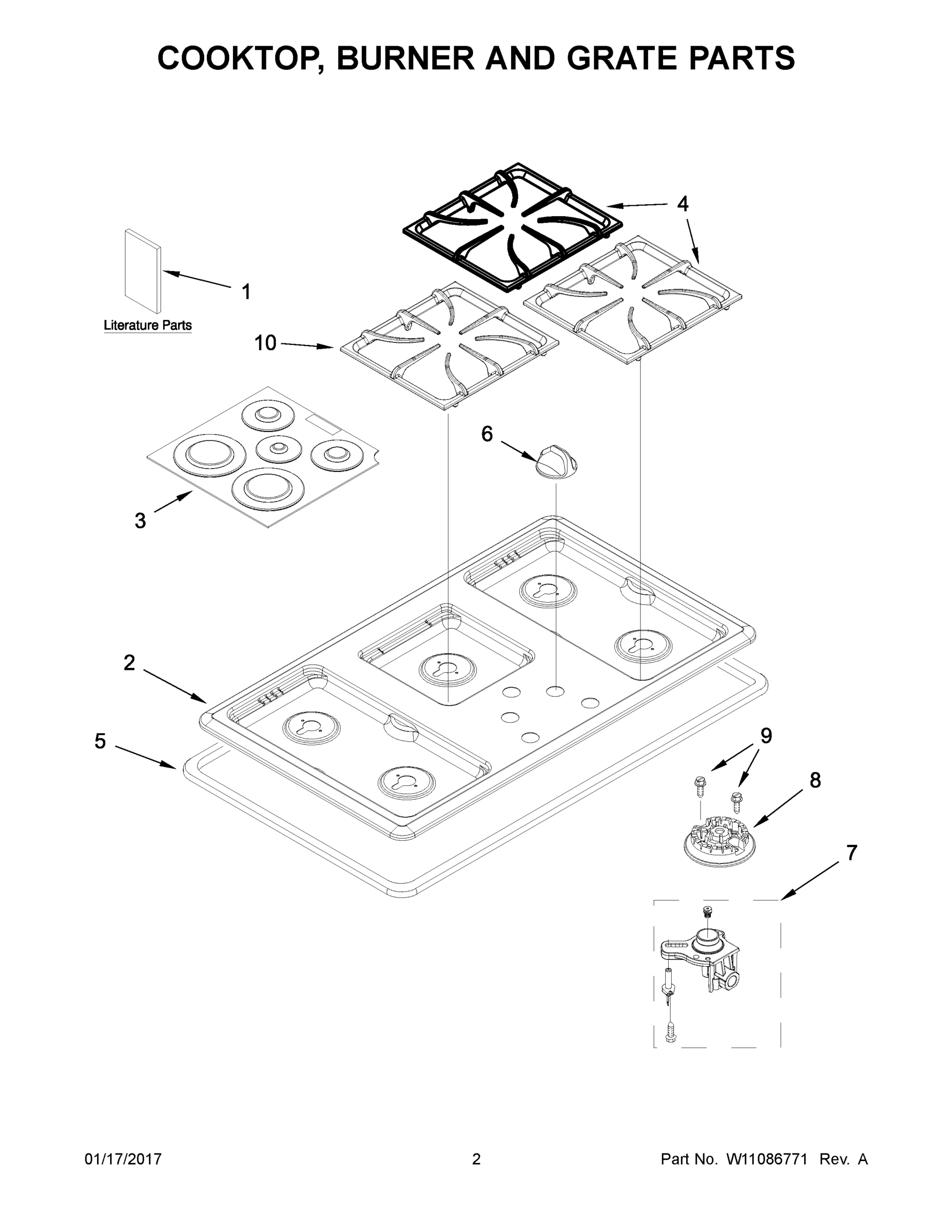 02 - COOKTOP, BURNER AND GRATE PARTS