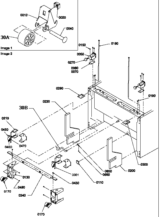 01 - BOTTOM HINGE AND ROLLER ASSY