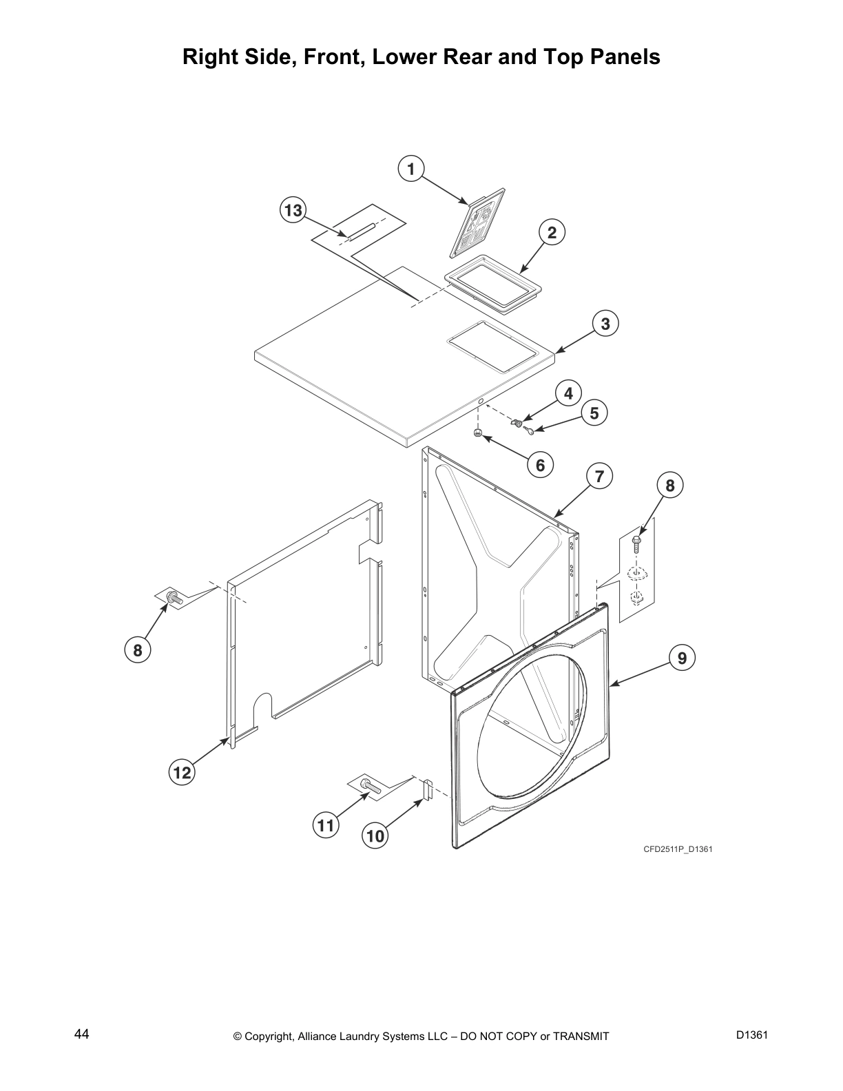 Right Side, Front, Lower Rear and Top Panels