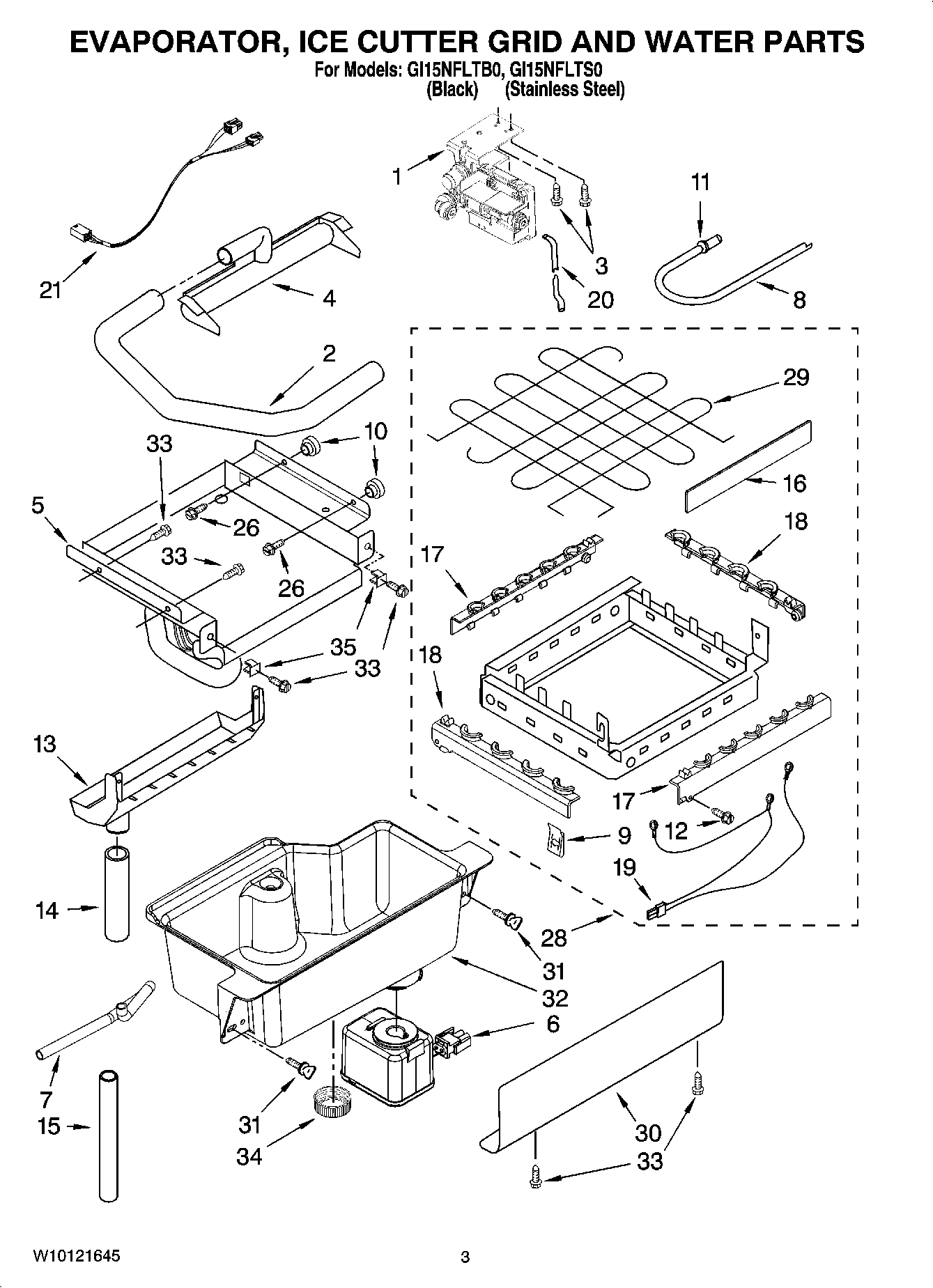02 - EVAPORATOR, ICE CUTTER GRID AND WATER PARTS