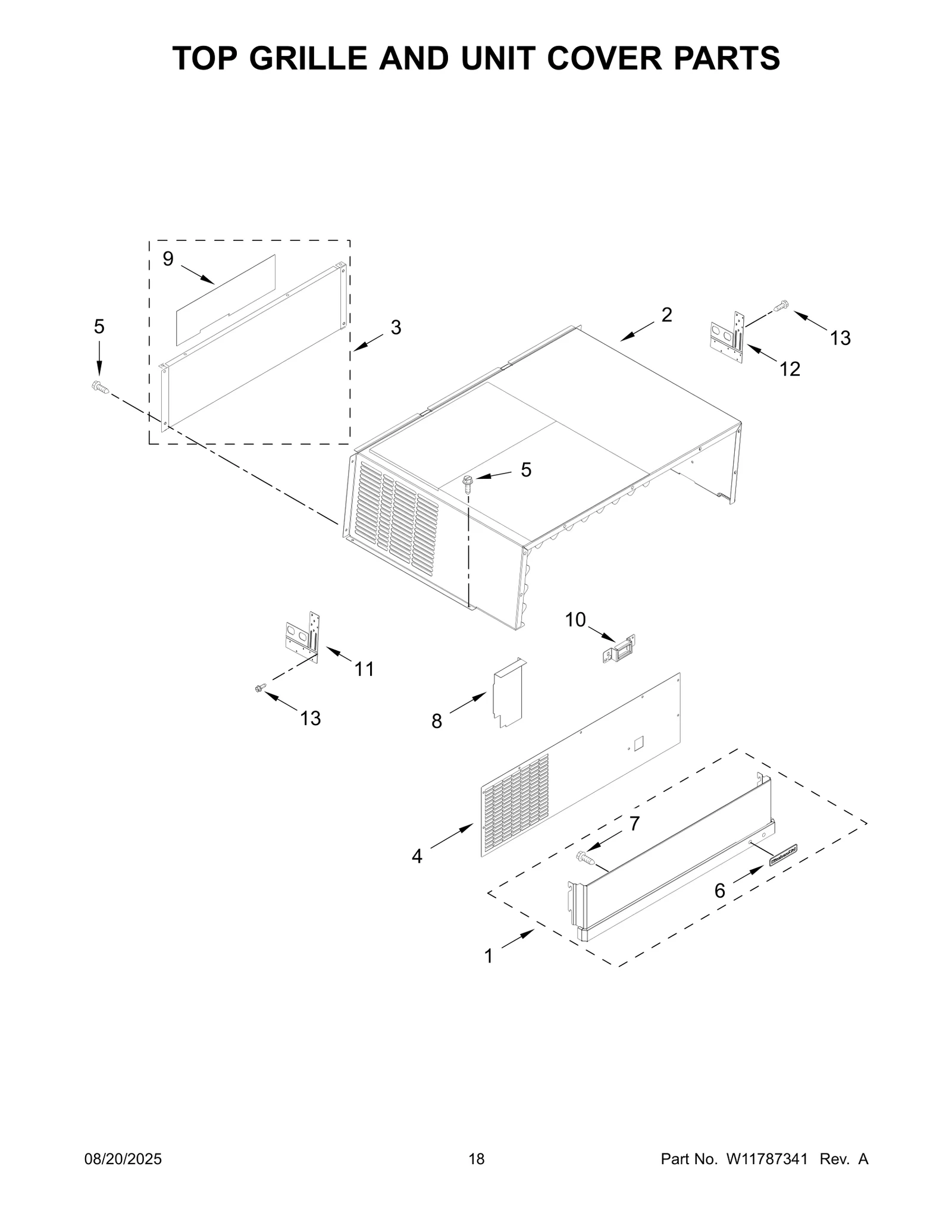 TOP GRILLE AND UNIT COVER PARTS