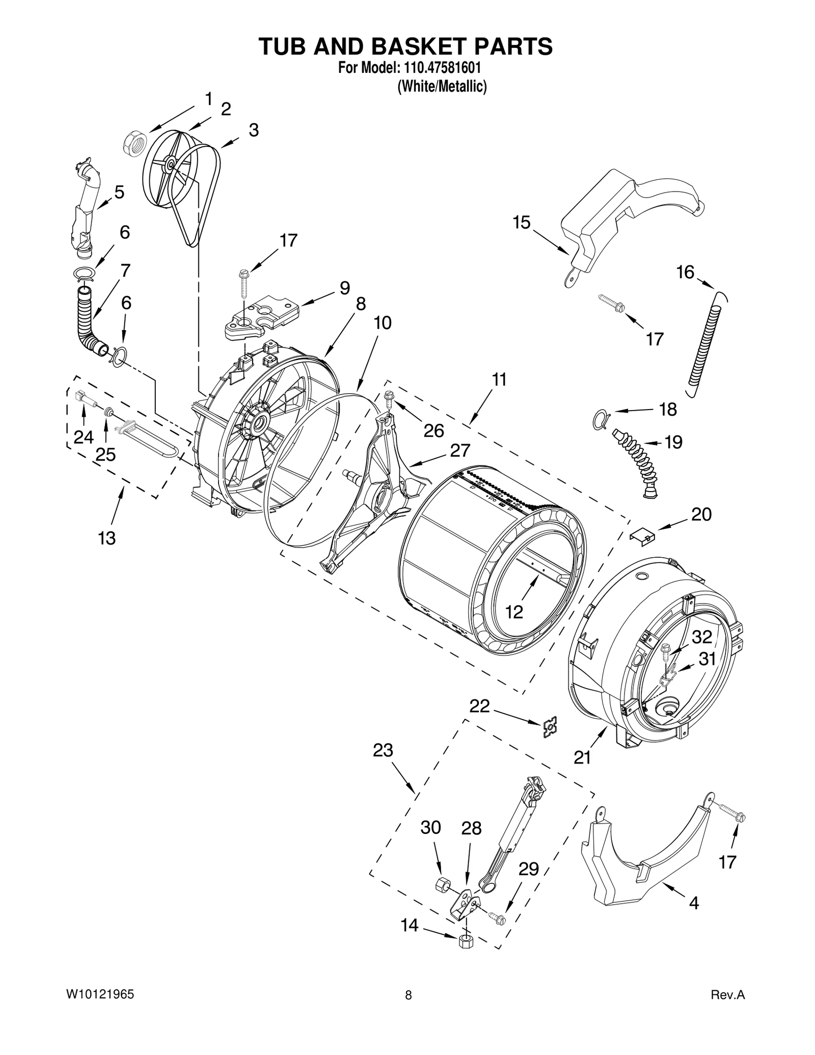 TUB AND BASKET PARTS