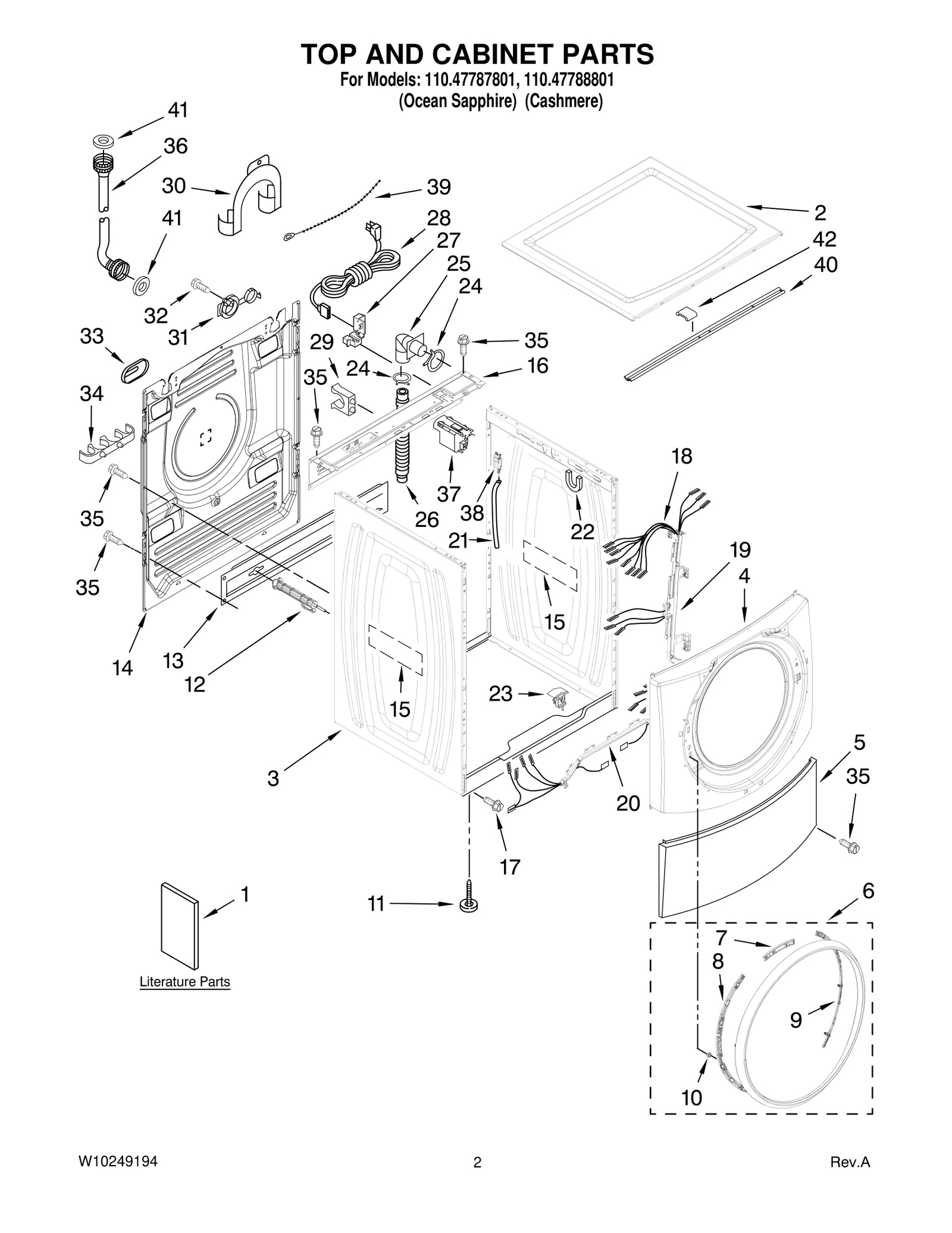TOP AND CABINET PARTS
