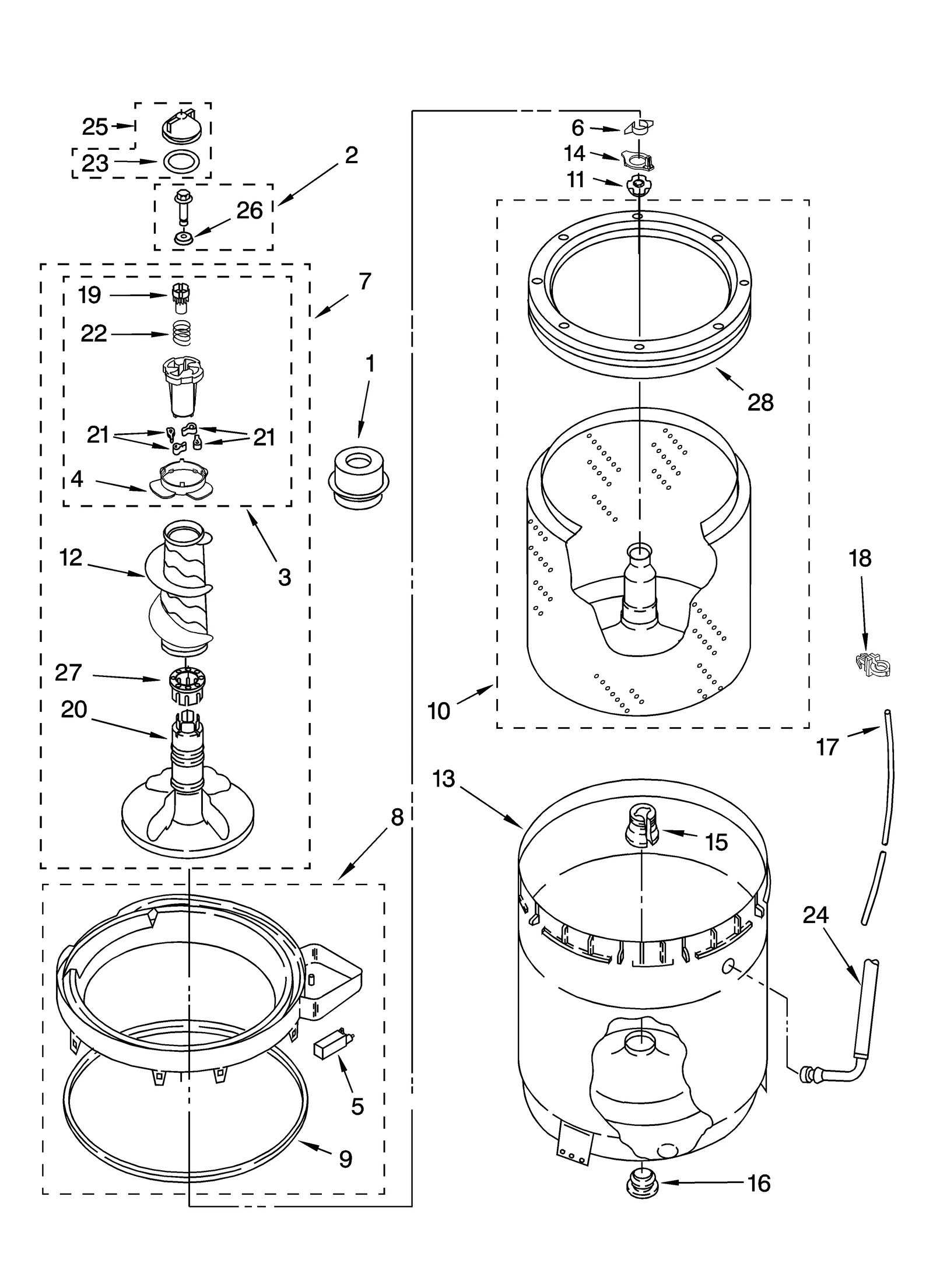 AGITATOR, BASKET AND TUB PARTS