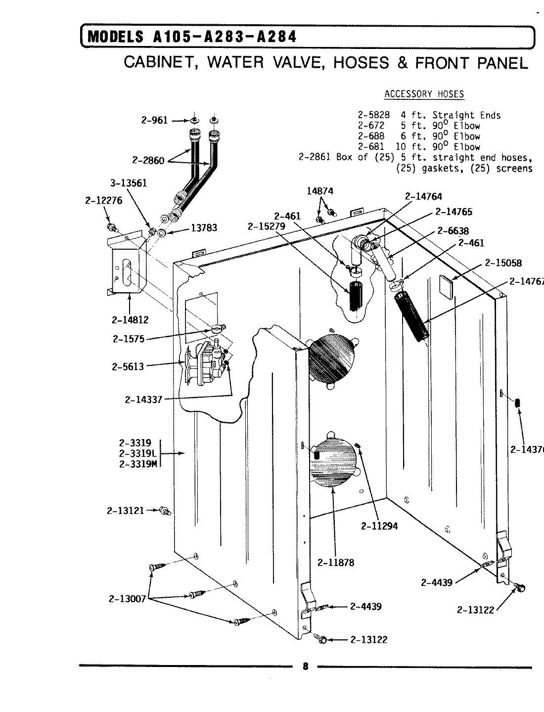02 - CABINET, WATER VALVE, HOSES & FRNT PANEL