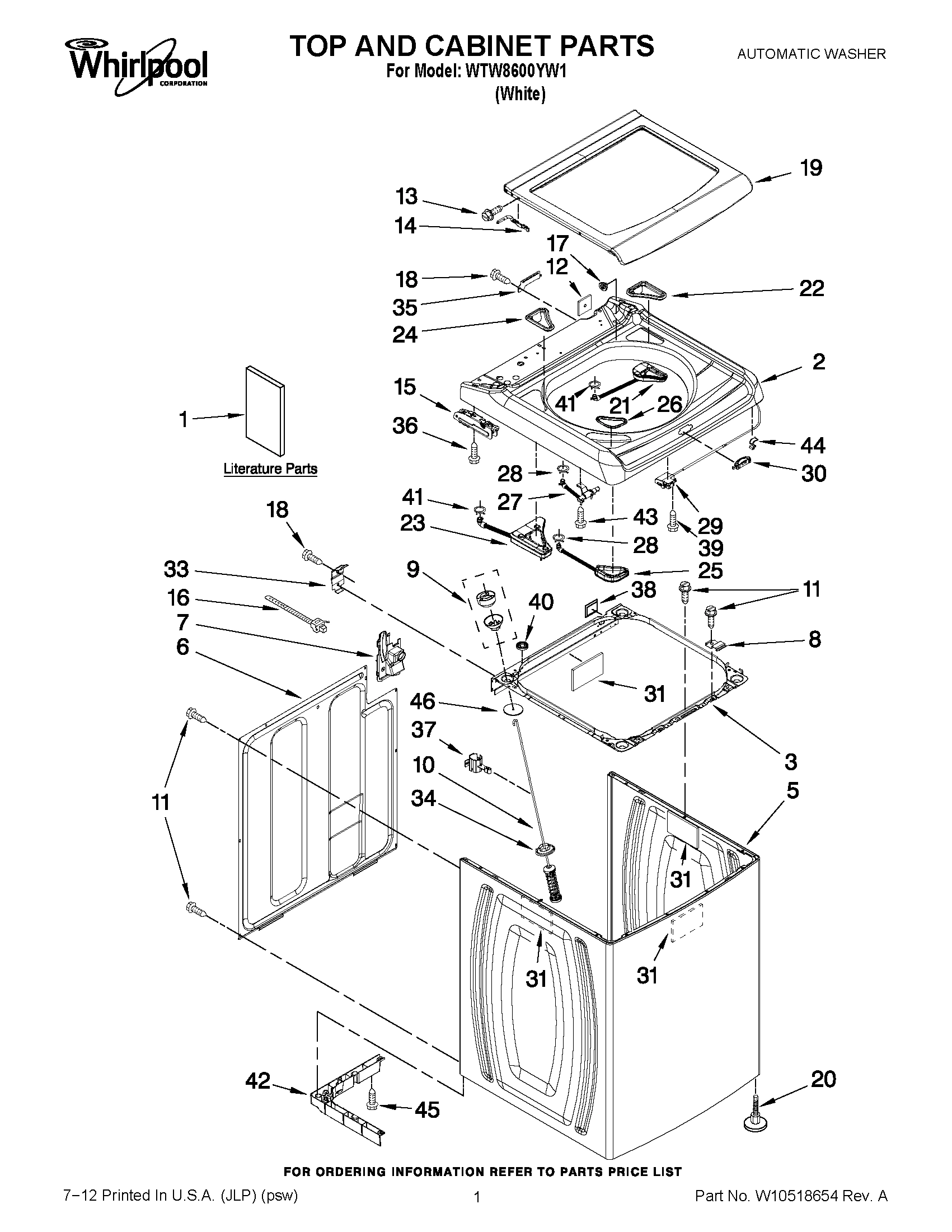 01 - TOP AND CABINET PARTS
