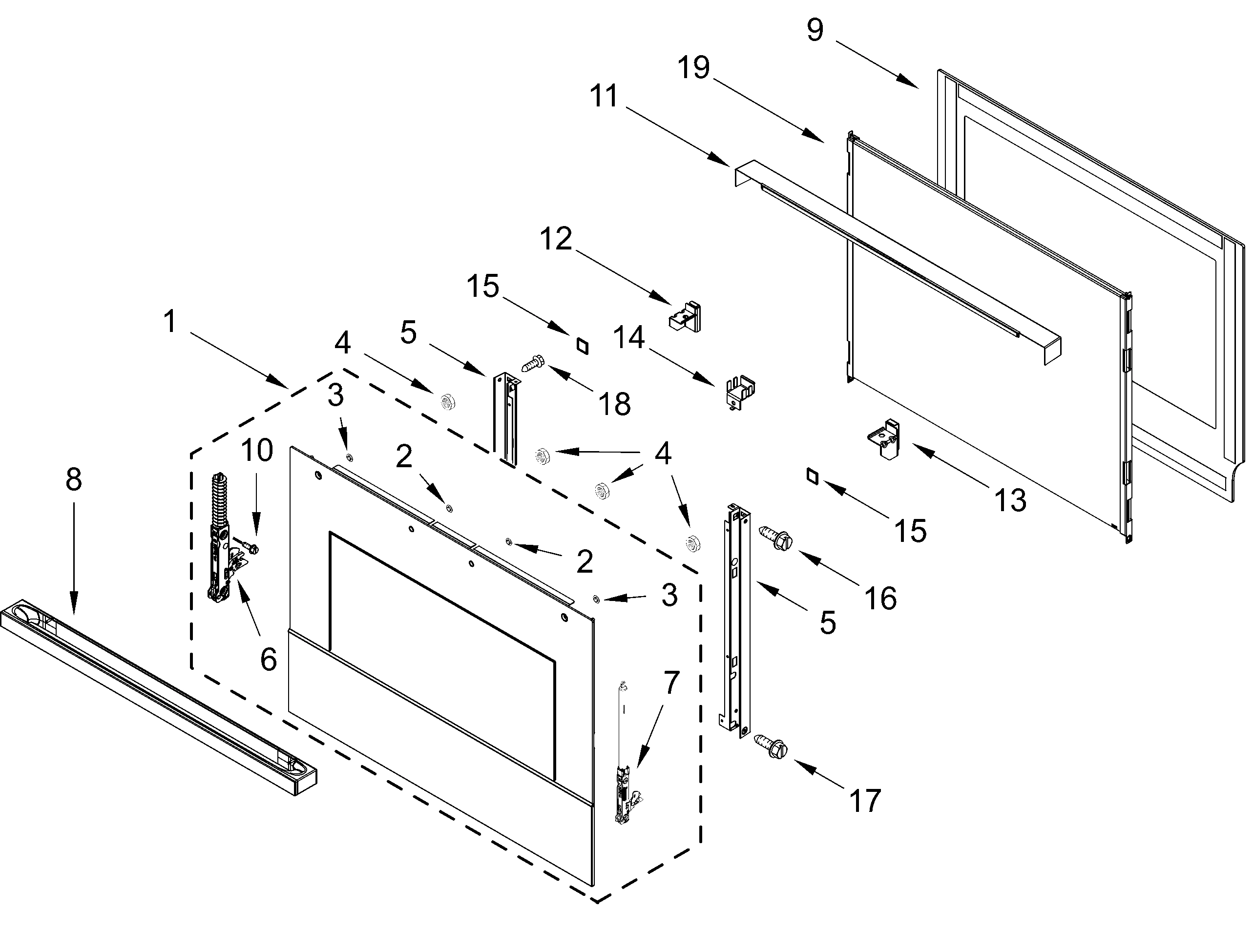 LOWER OVEN DOOR PARTS