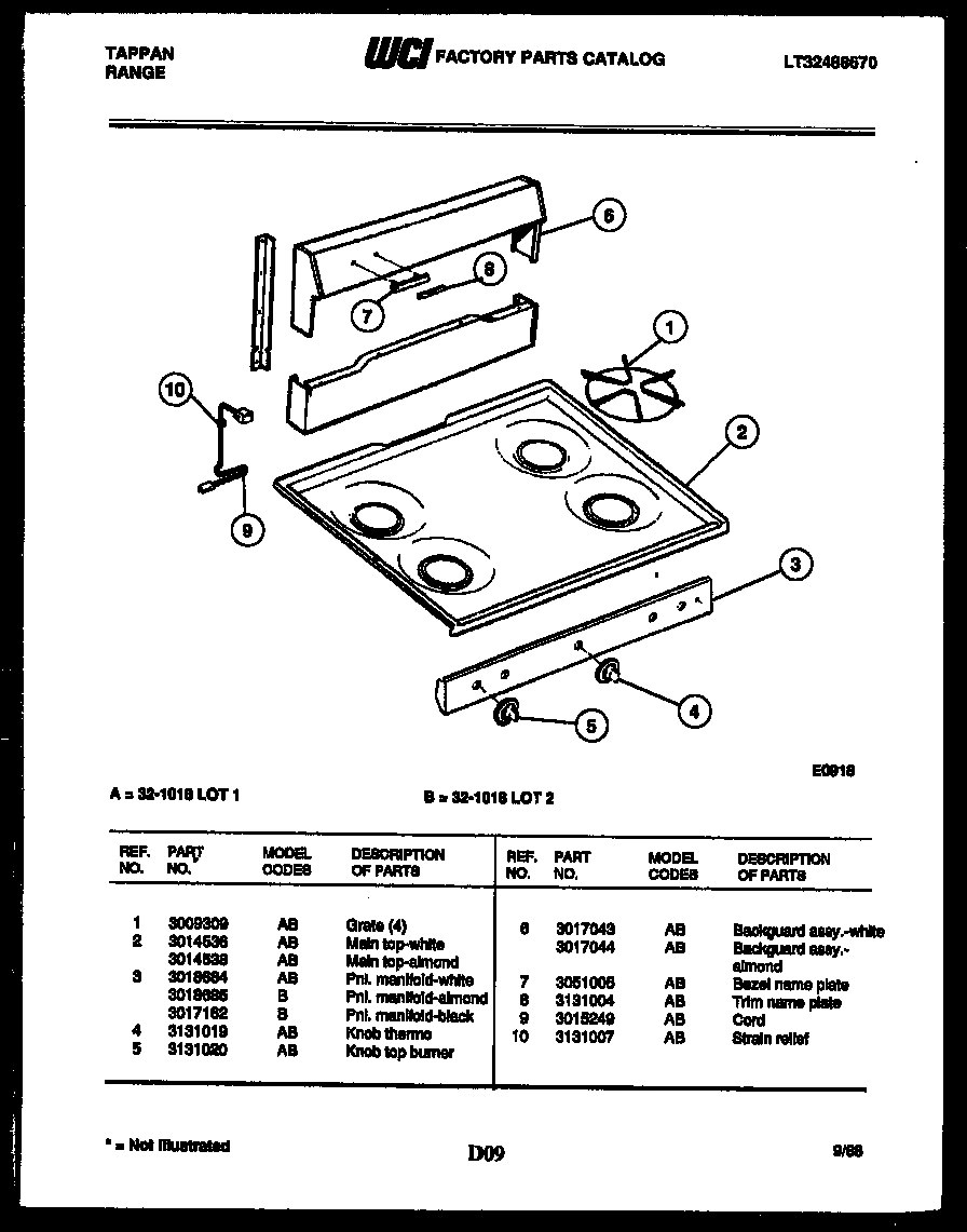 02 - BACKGUARD AND COOKTOP PARTS
