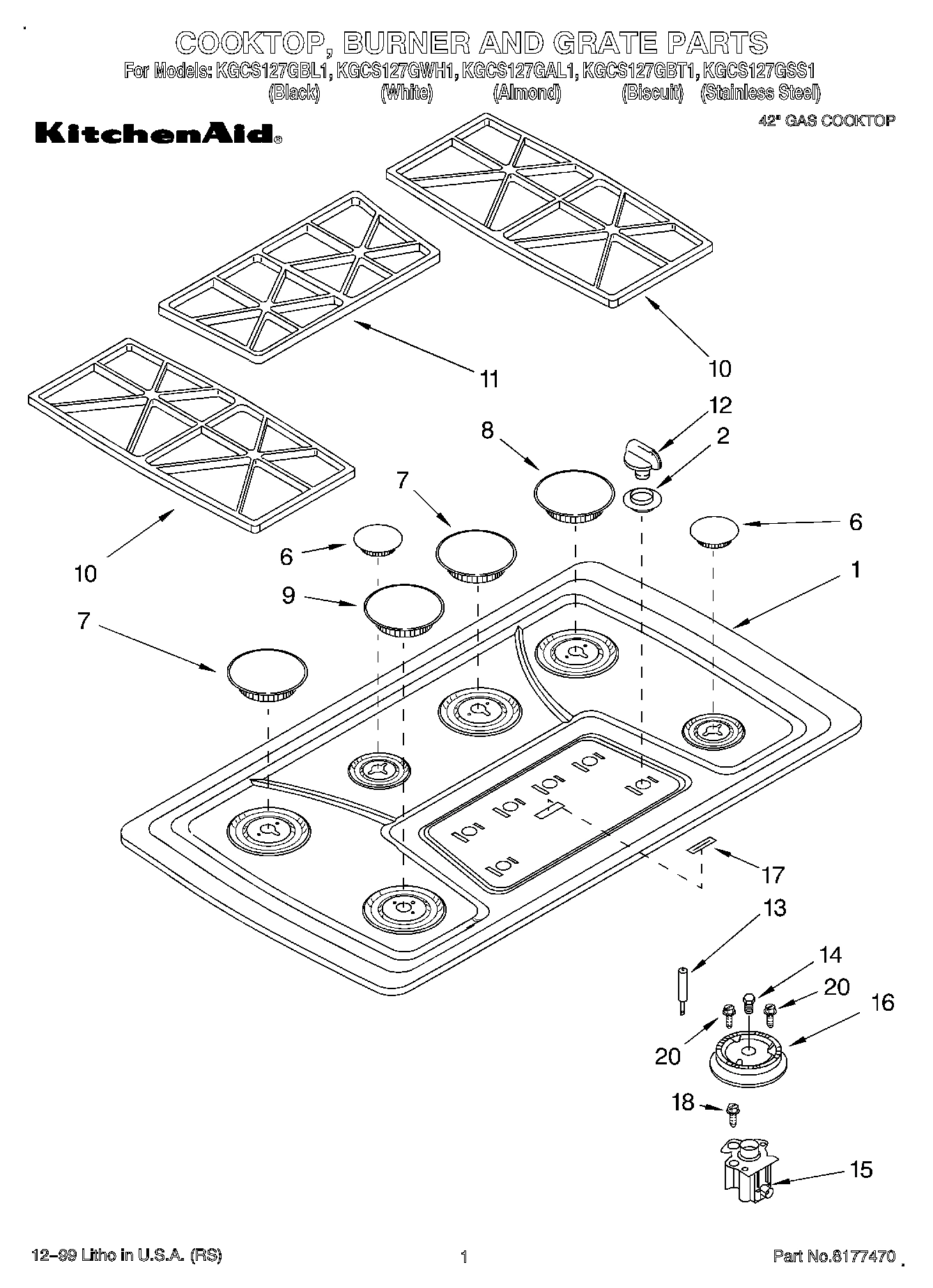 01 - COOKTOP, BURNER AND GRATE PARTS