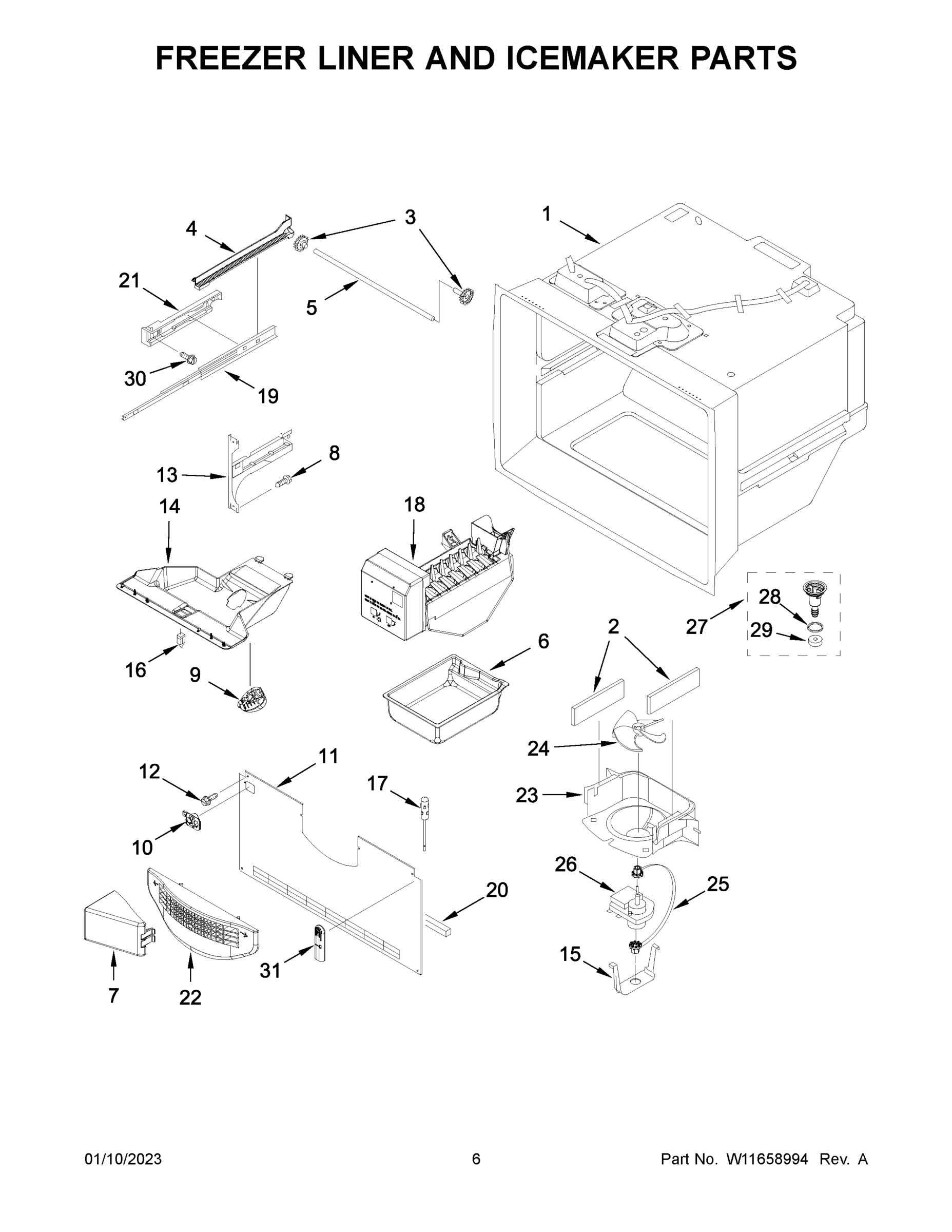 04 - FREEZER LINER AND ICEMAKER PARTS